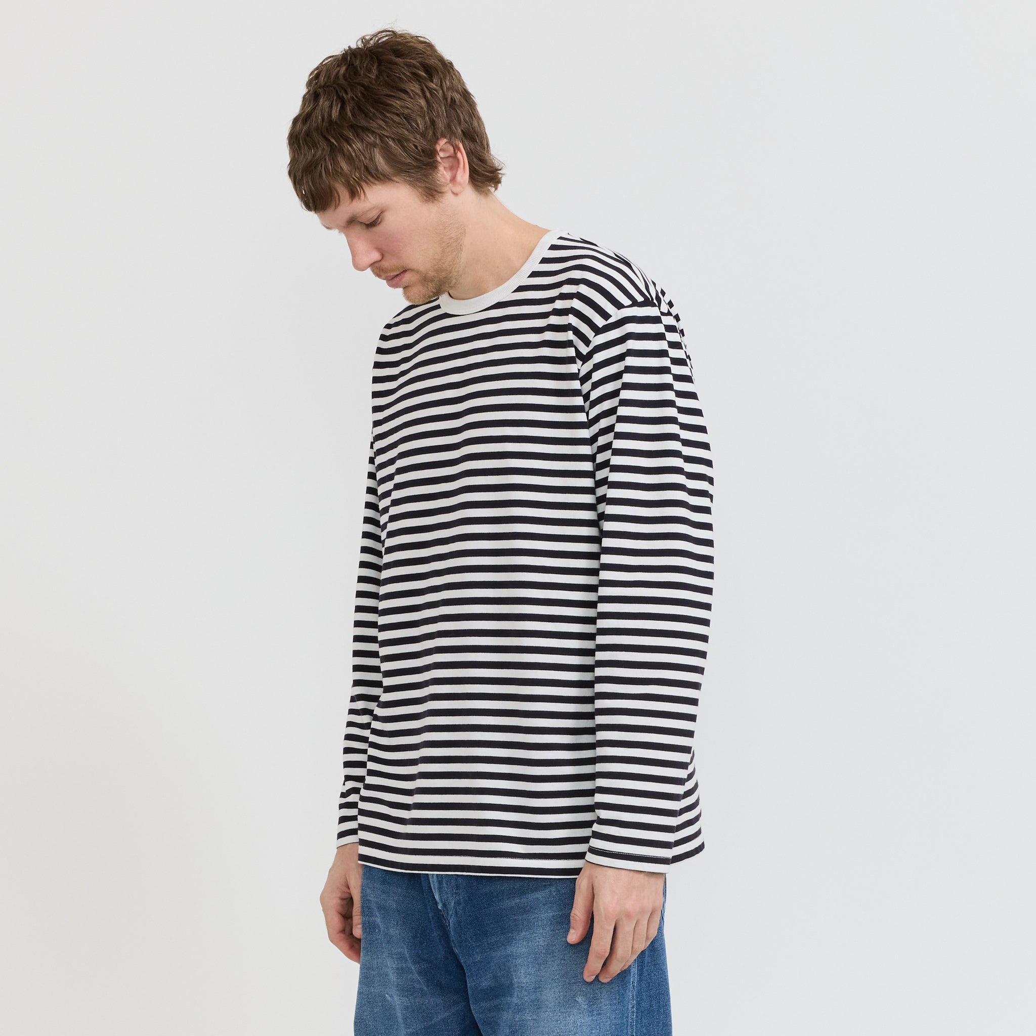 COOLMAX Stripe Jersey L/S Tee Dark Navy