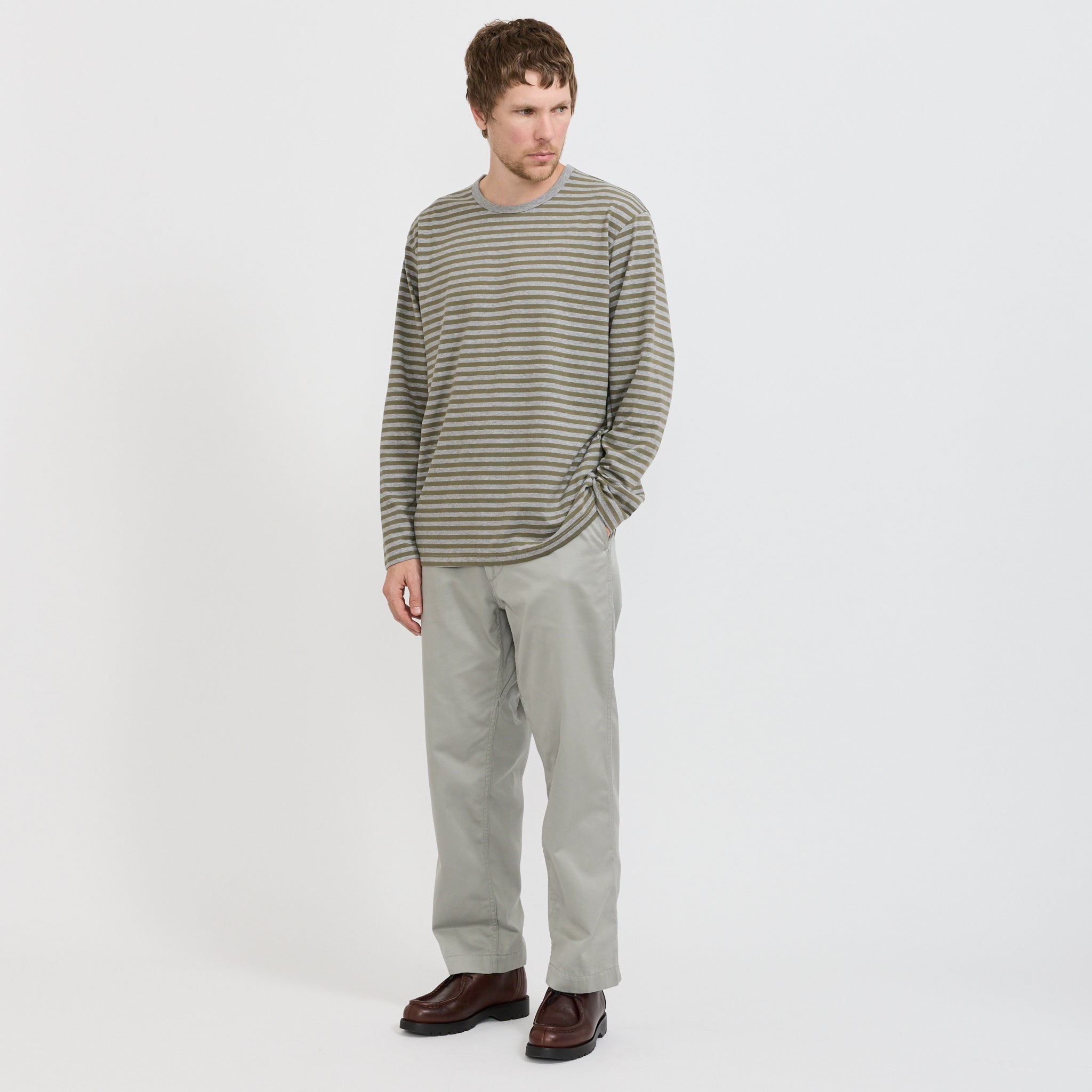 COOLMAX Stripe Jersey L/S Tee Olive/Grey