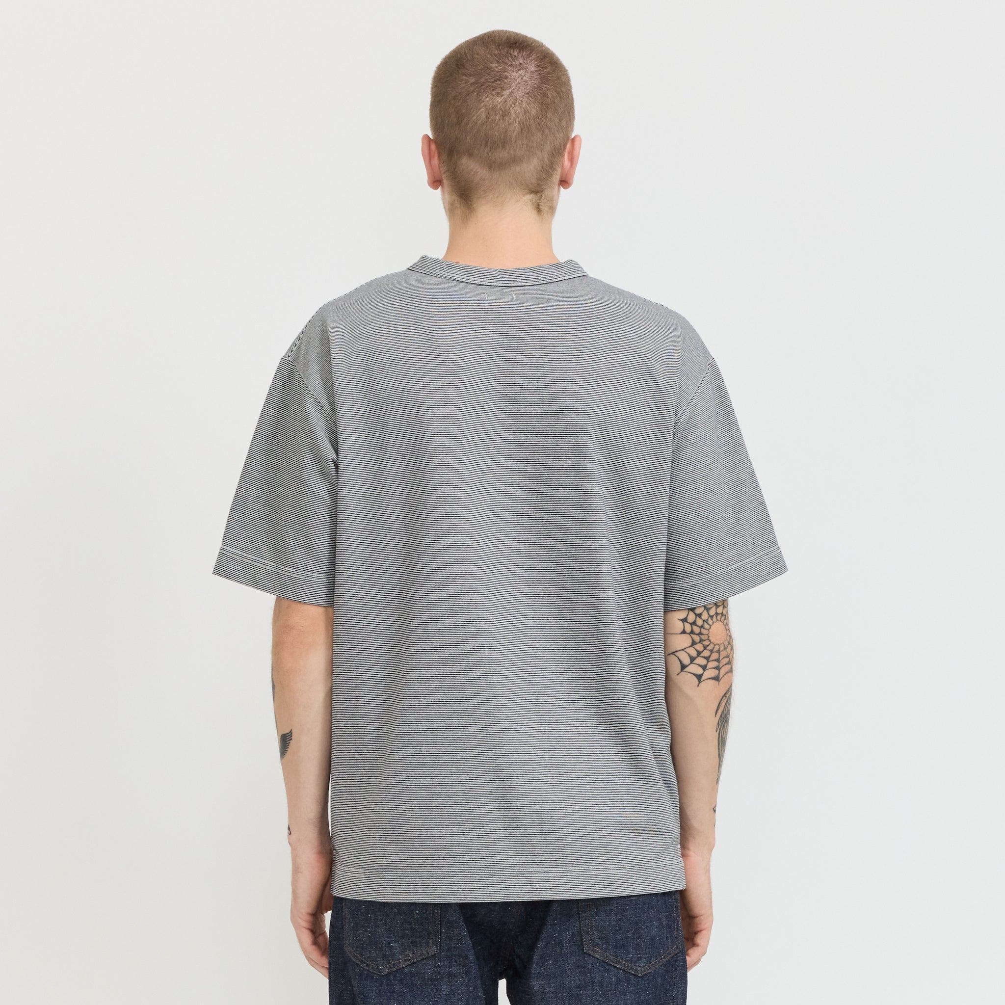 Micro Stripe Pocket Tee Navy/White
