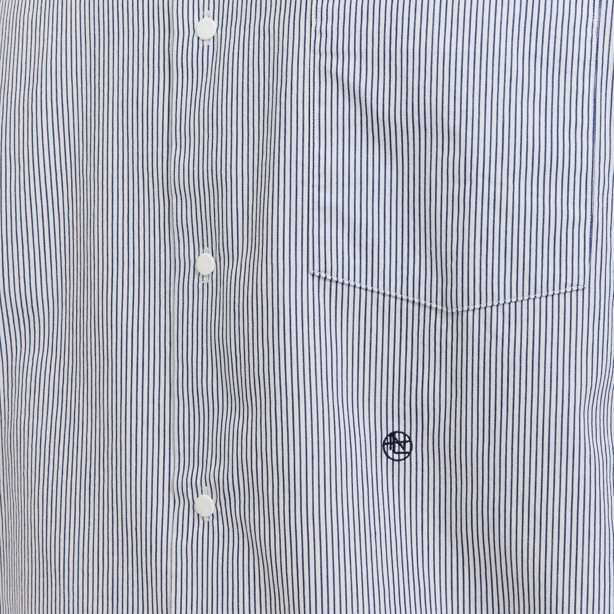 Regular Collar Stripe Wind Shirt Navy