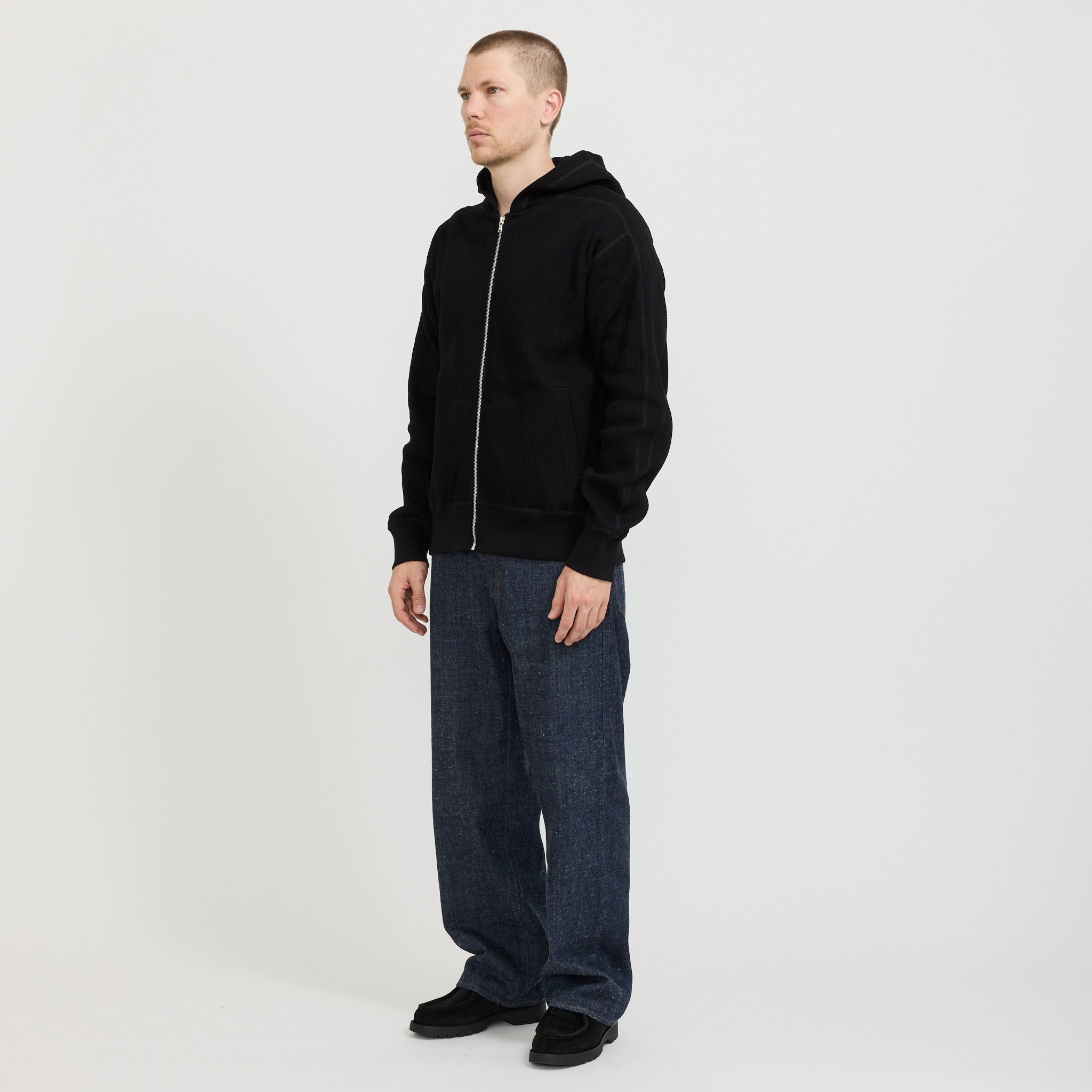 Zip-Up Thermal Hoodie Black
