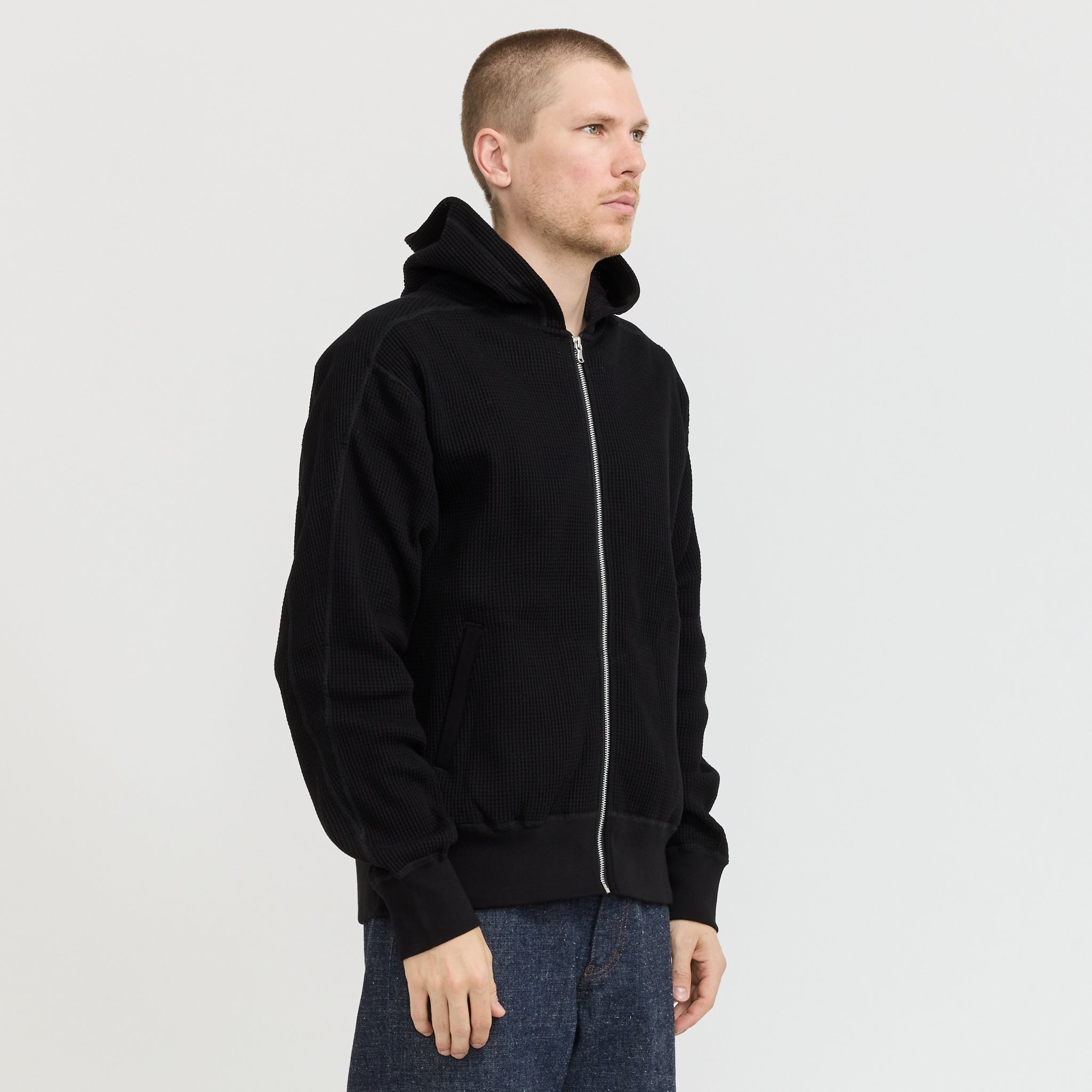 Zip-Up Thermal Hoodie Black