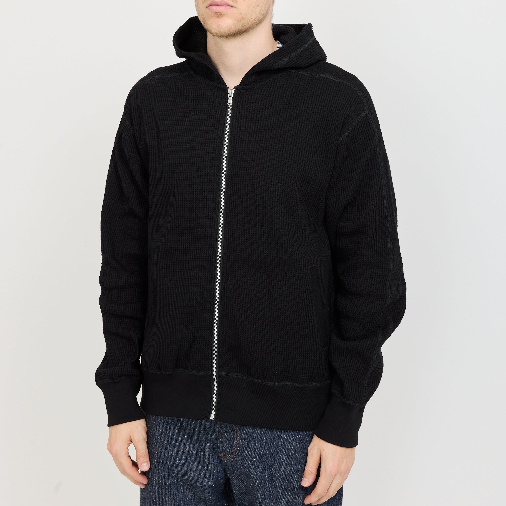 Zip-Up Thermal Hoodie Black