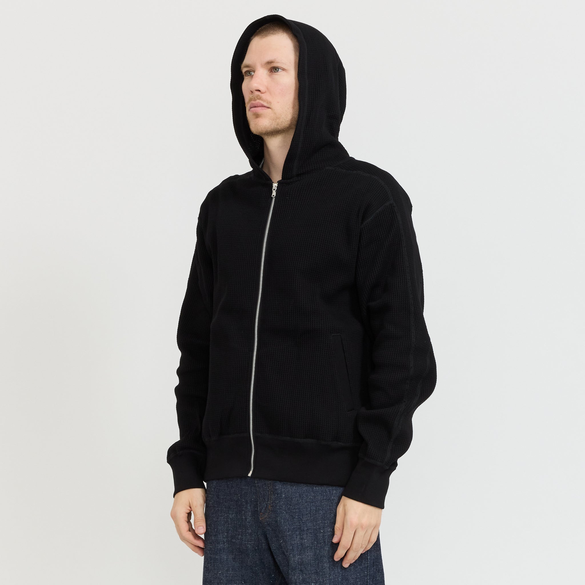 Zip-Up Thermal Hoodie Black