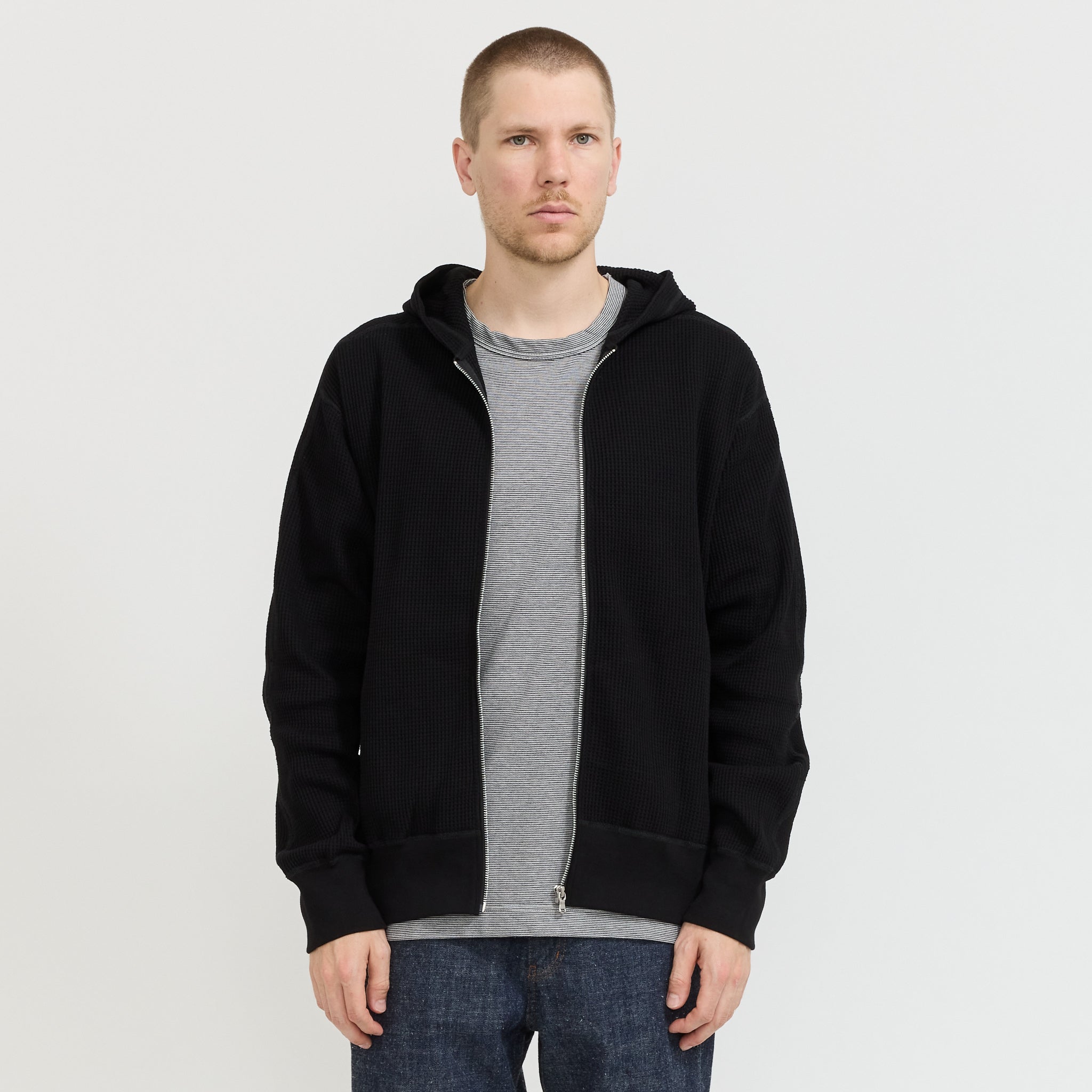 Zip-Up Thermal Hoodie Black