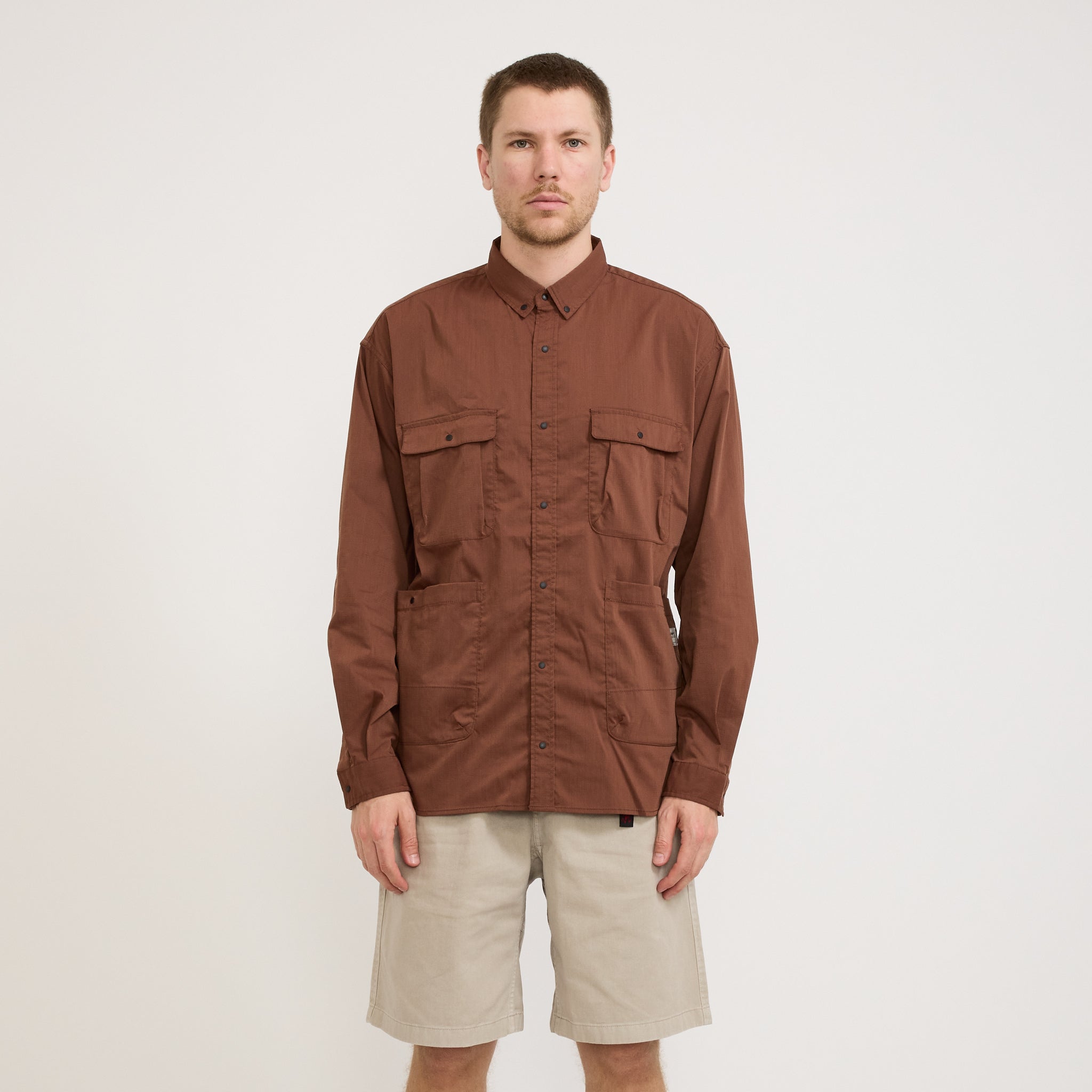 Nanga | Hinoc Ripstop Camp Shirt Brown | Maplestore