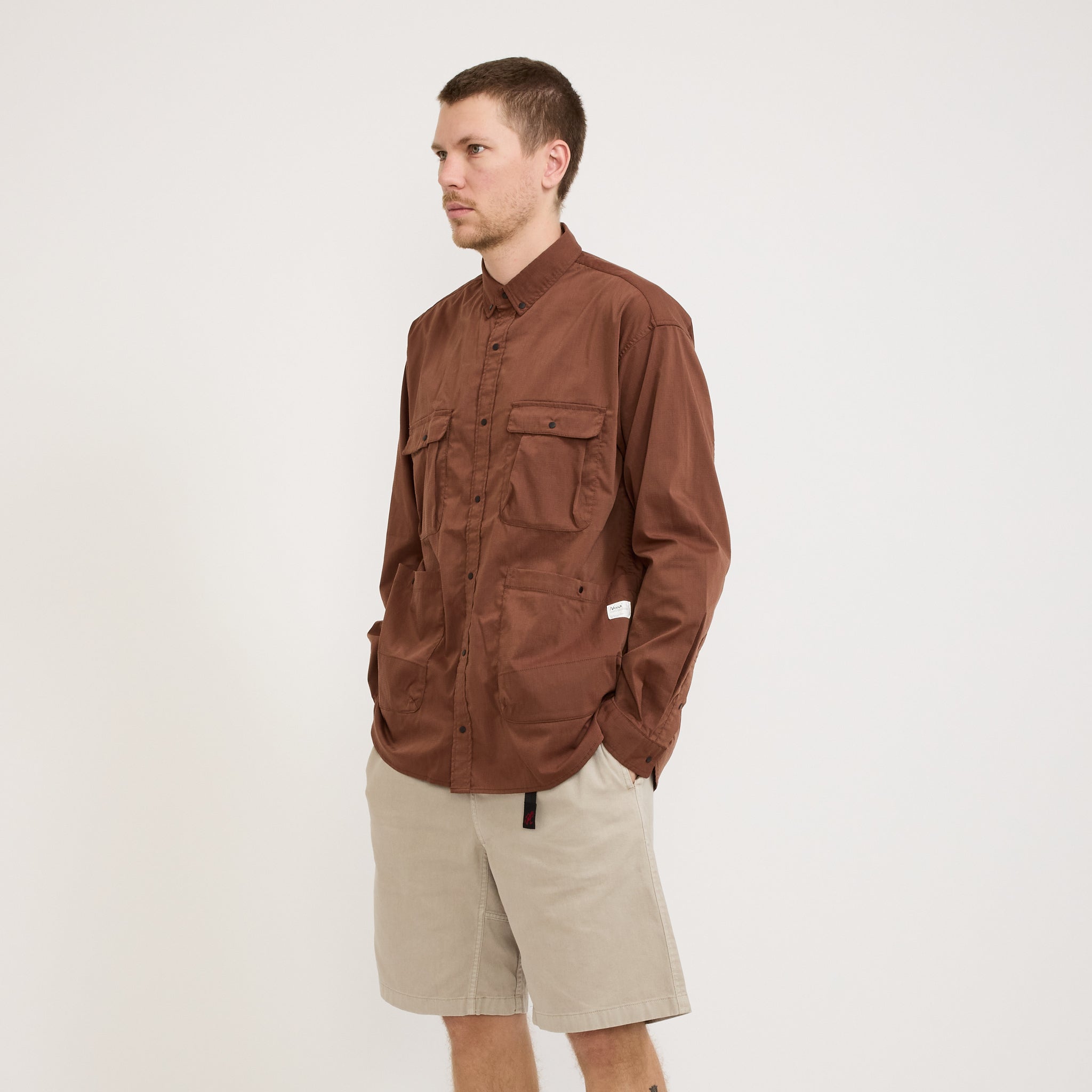 Nanga | Hinoc Ripstop Camp Shirt Brown | Maplestore