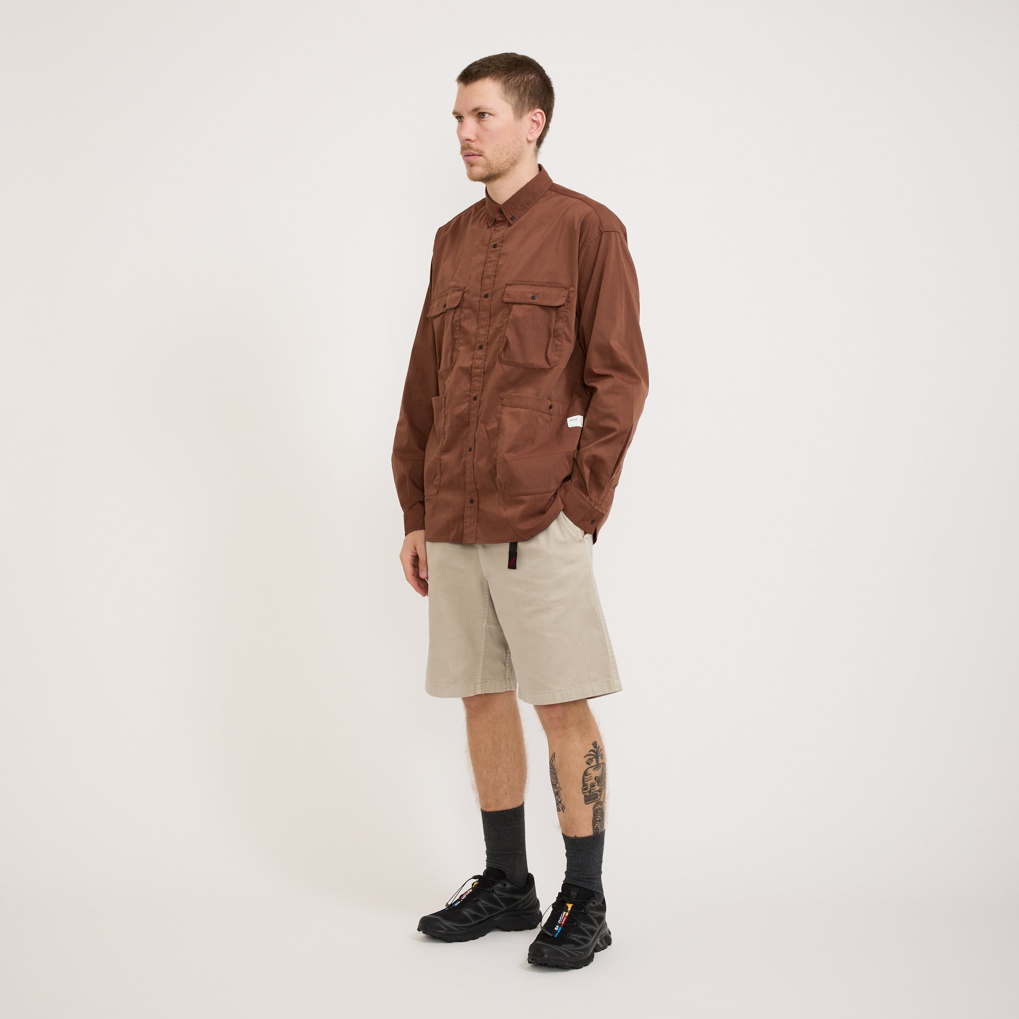 Nanga | Hinoc Ripstop Camp Shirt Brown | Maplestore