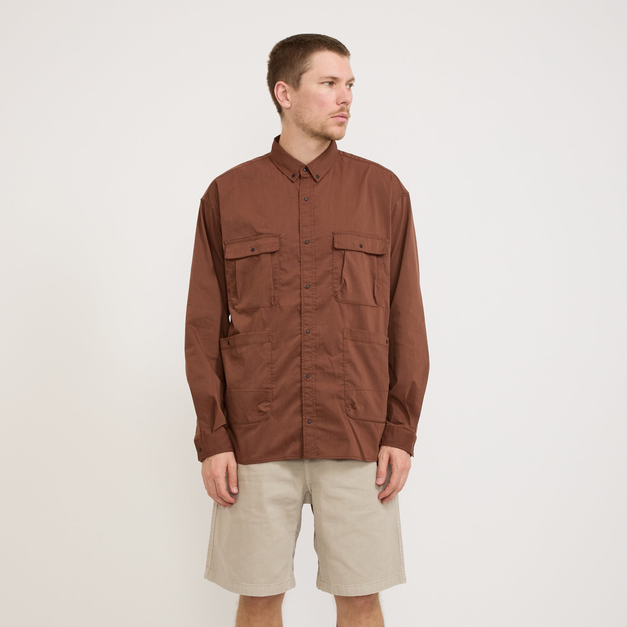 Nanga | Hinoc Ripstop Camp Shirt Brown | Maplestore