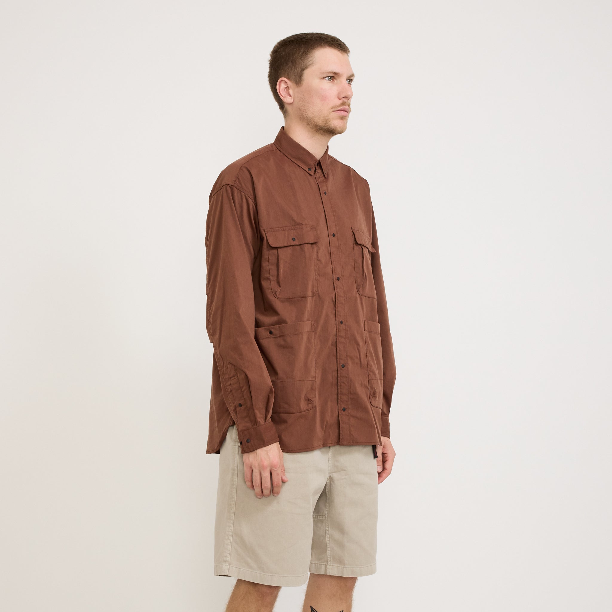 Nanga | Hinoc Ripstop Camp Shirt Brown | Maplestore