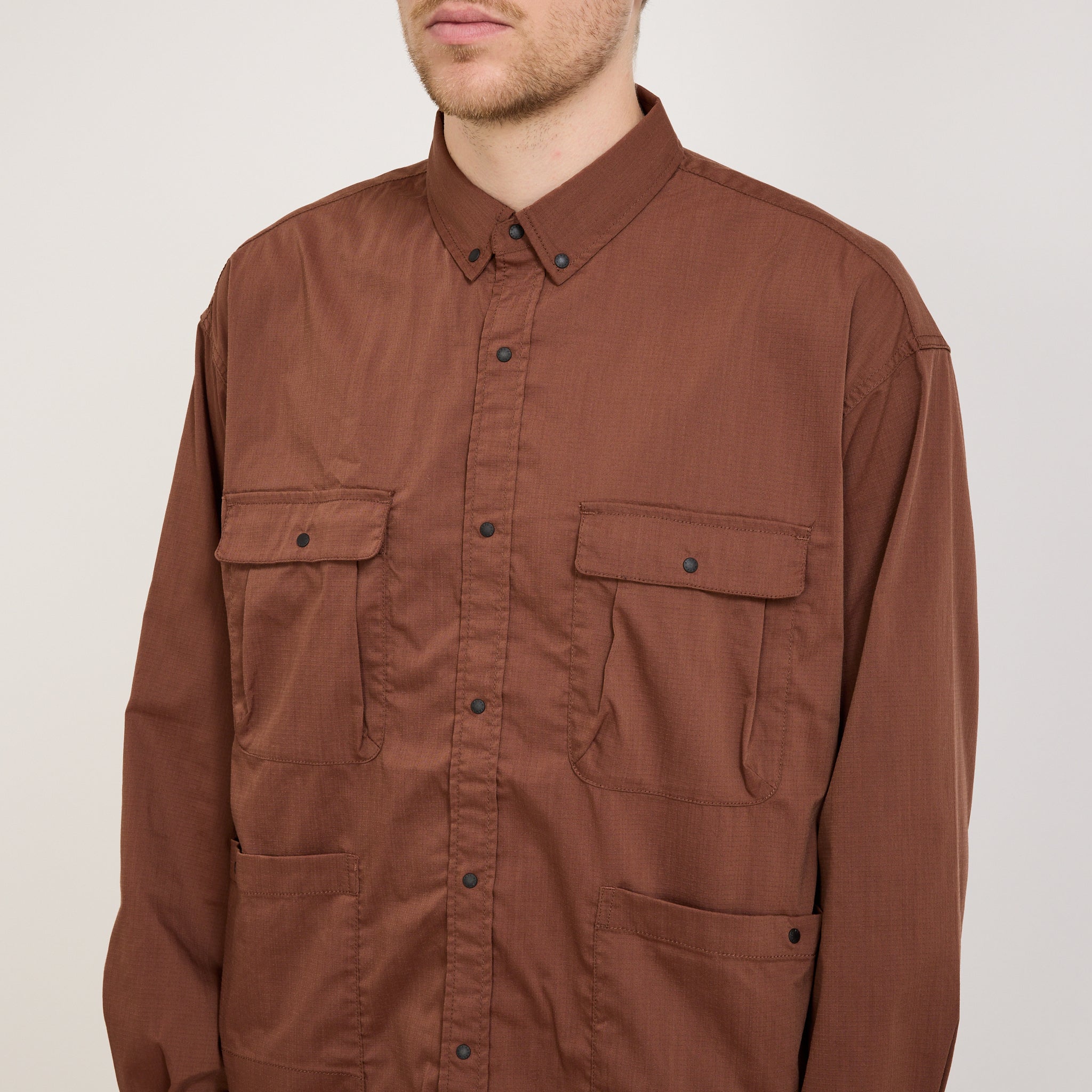 Nanga | Hinoc Ripstop Camp Shirt Brown | Maplestore