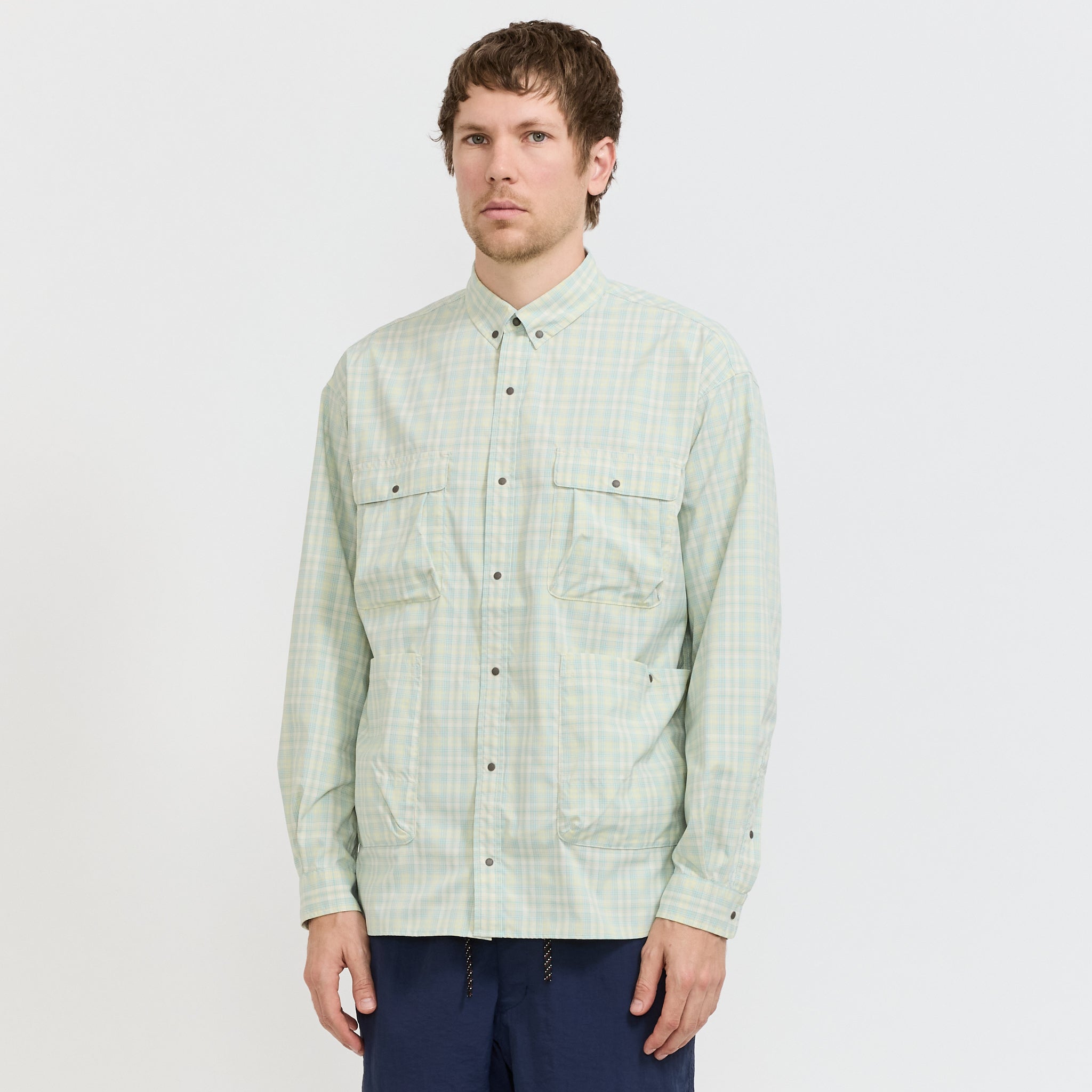 Mini Plaid Camp Shirt Beige