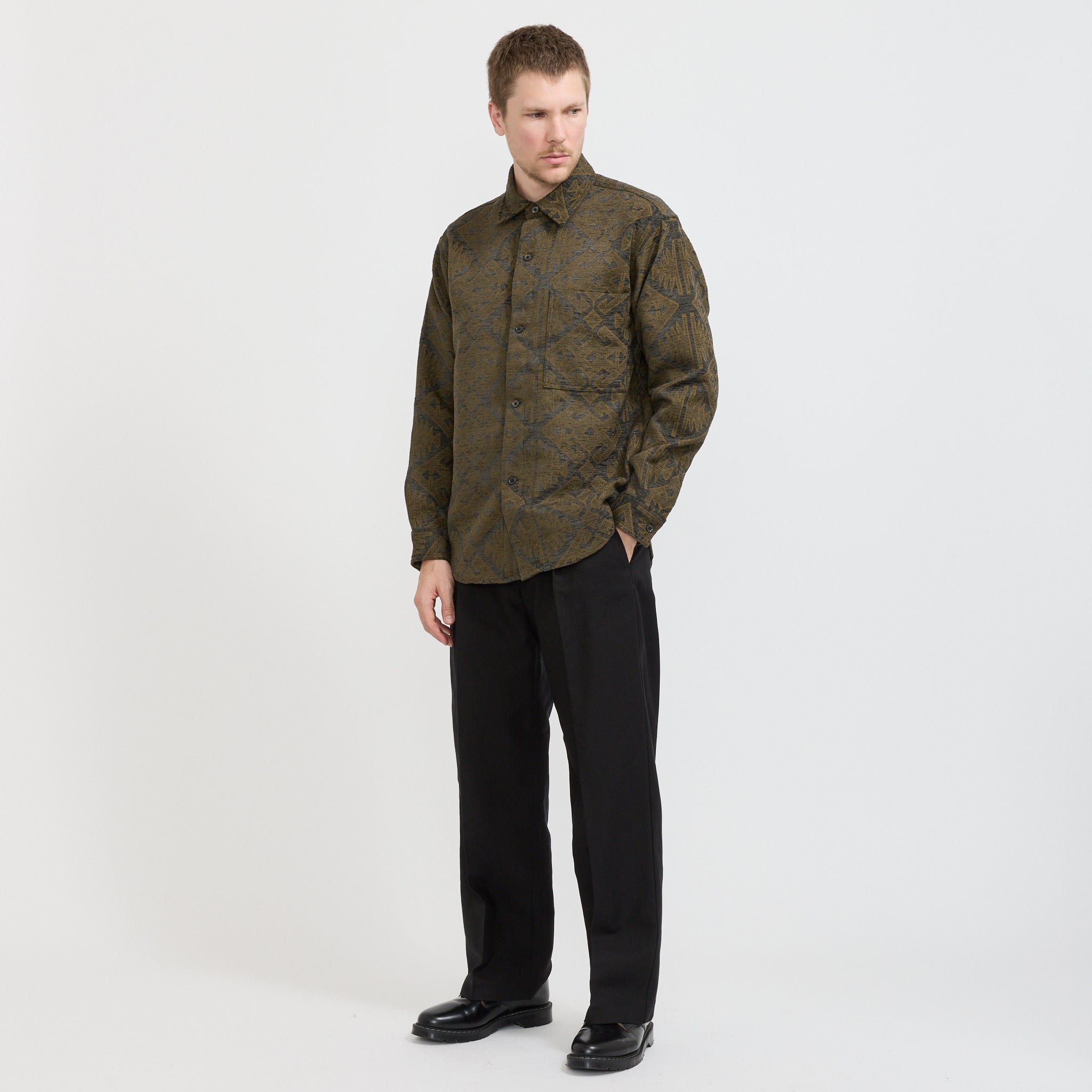 NN07 | Adwin Jacquard Overshirt Green Multi | Maplestore