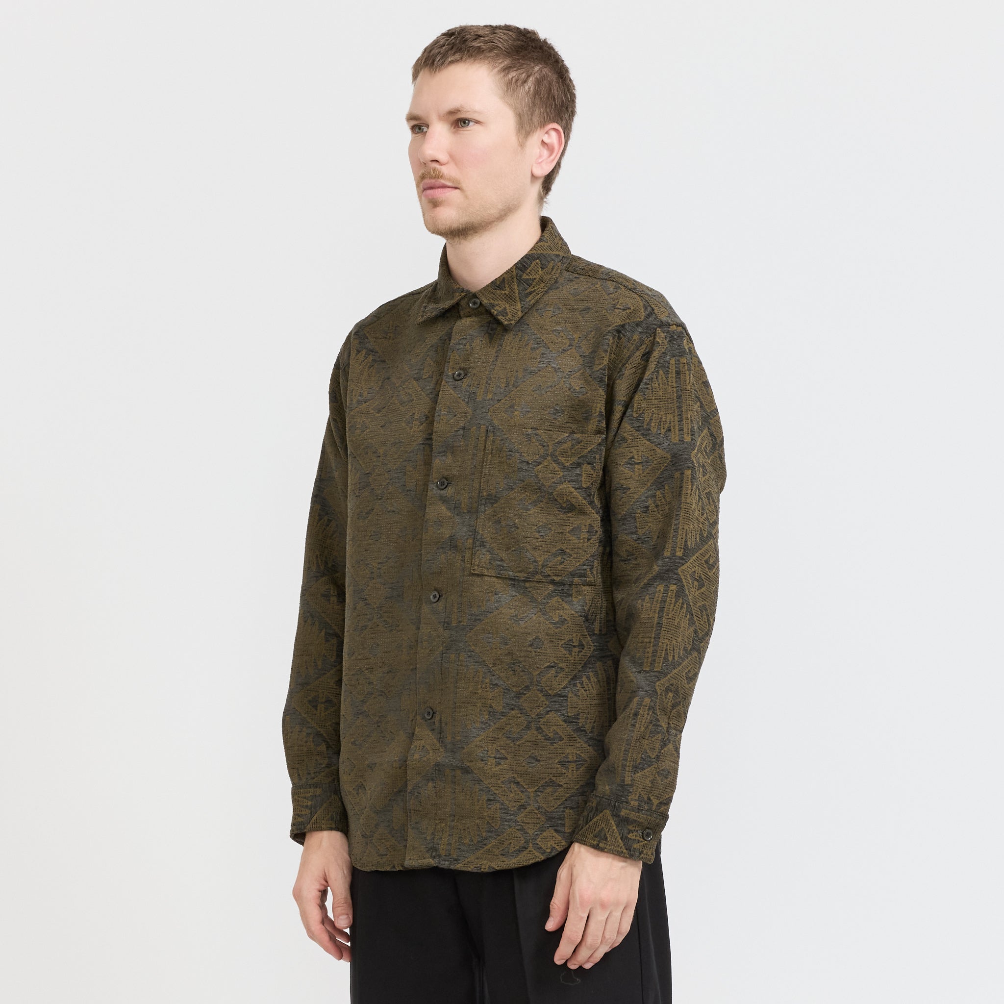 NN07 | Adwin Jacquard Overshirt Green Multi | Maplestore