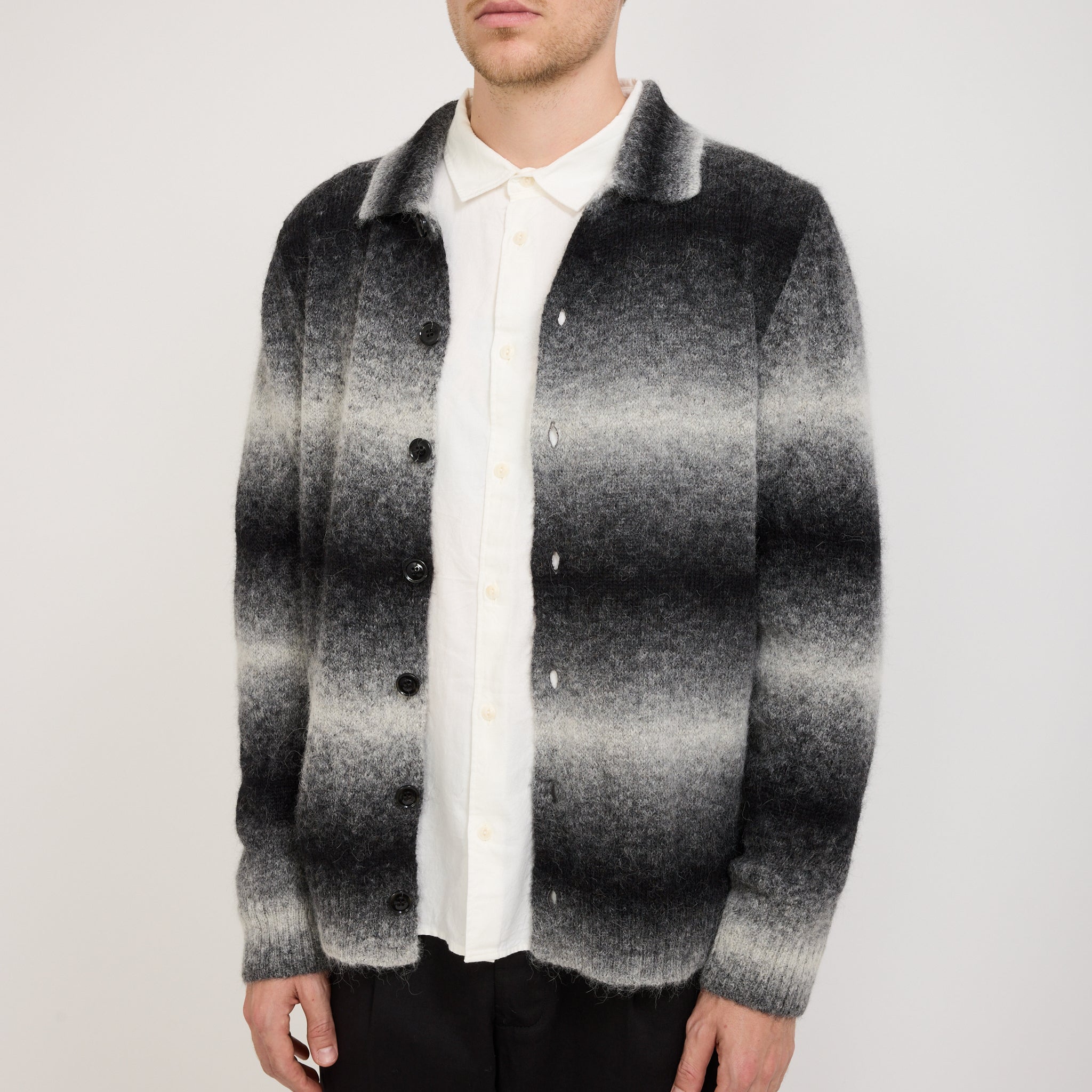 NN07 | Alfie Polo Cardigan 6656 Light Grey Multi | Maplestore
