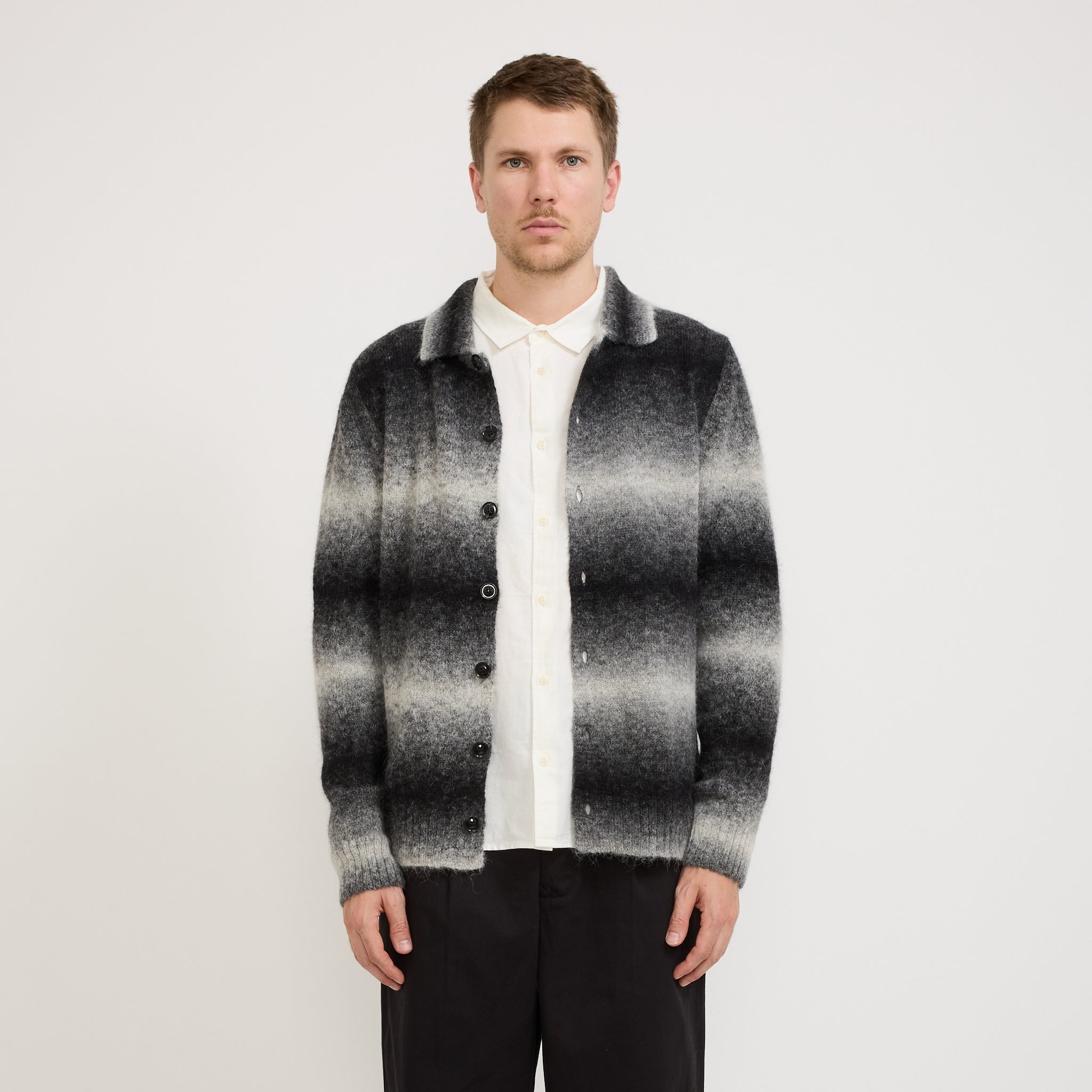 NN07 | Alfie Polo Cardigan 6656 Light Grey Multi | Maplestore