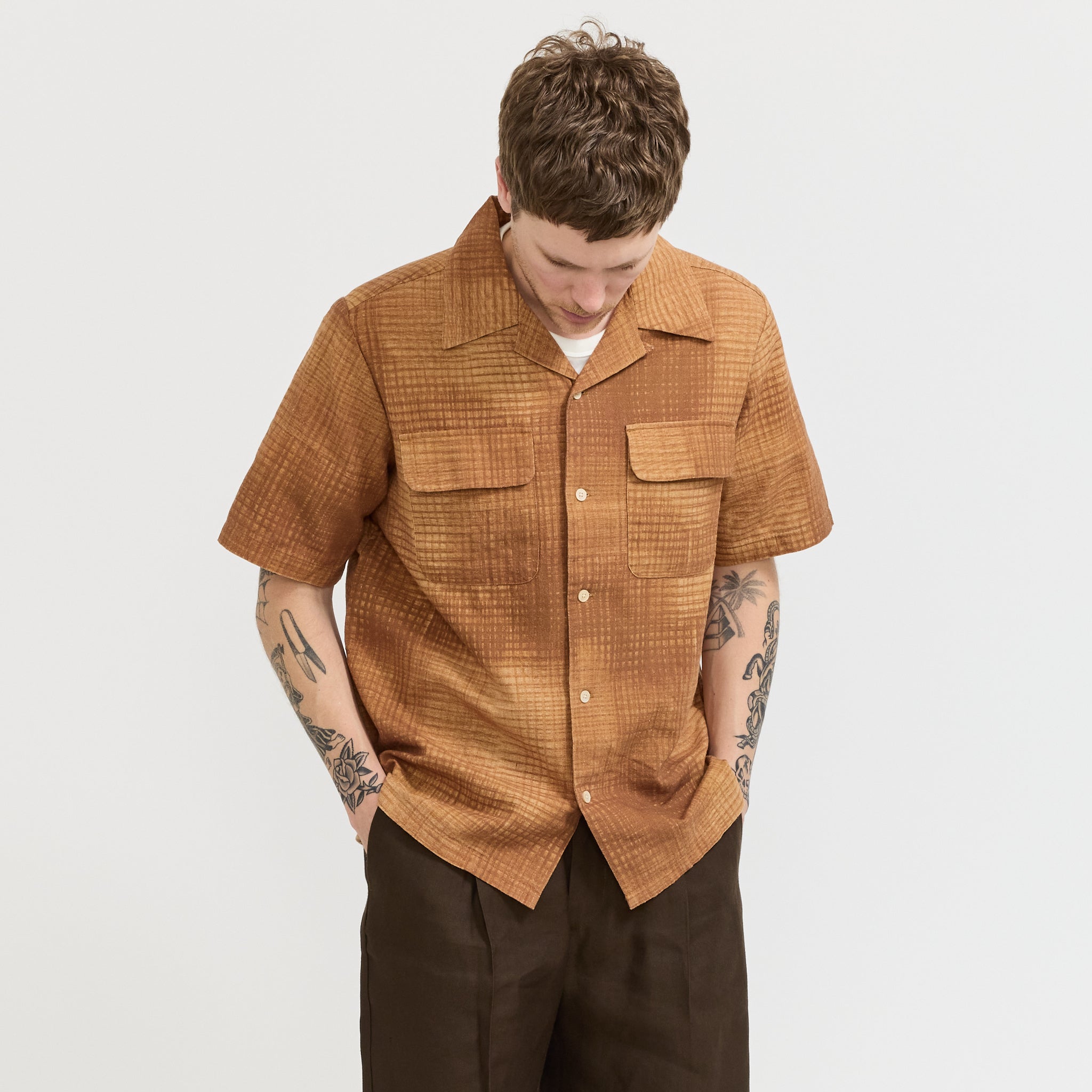 Daniel SS Shirt Brown Print