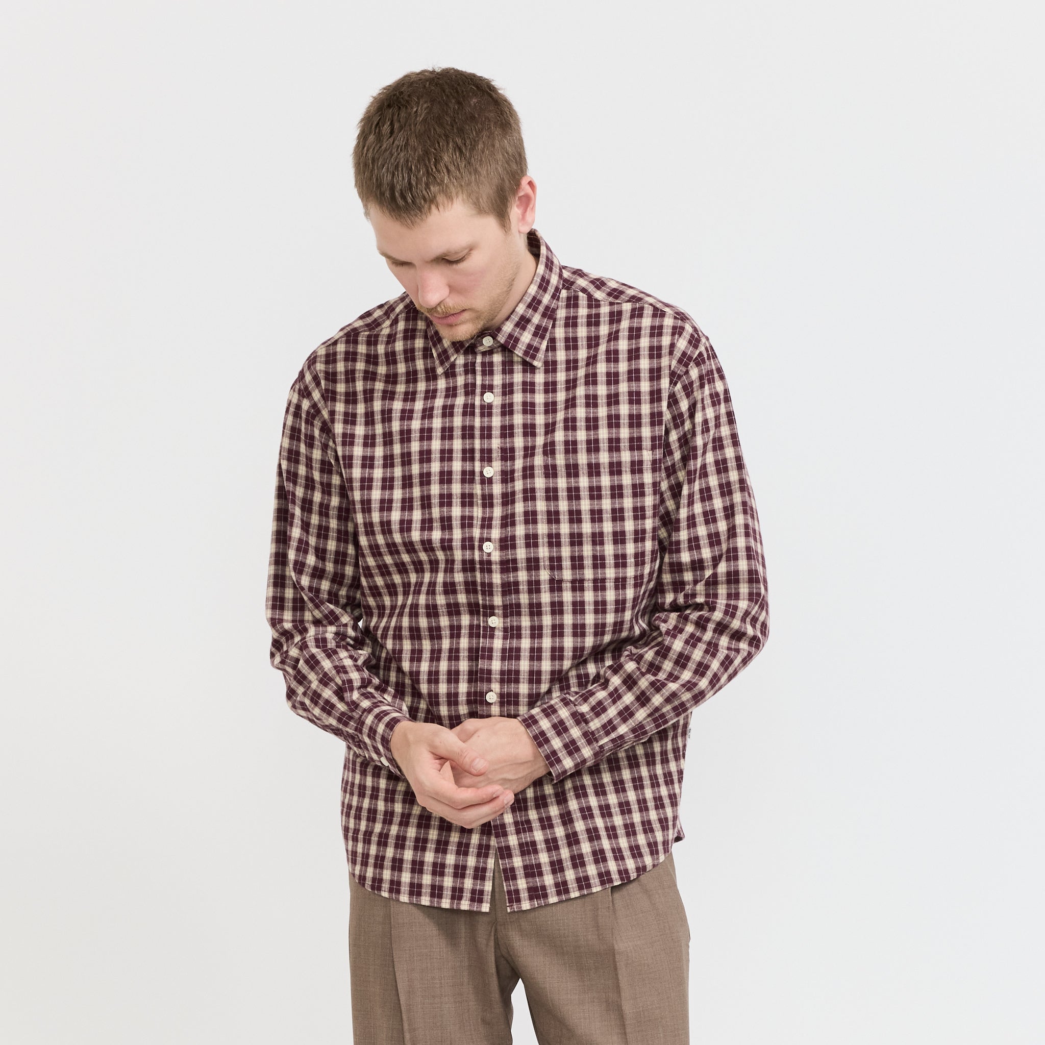 NN07 | Deon Flannel Shirt Wine Check | Maplestore