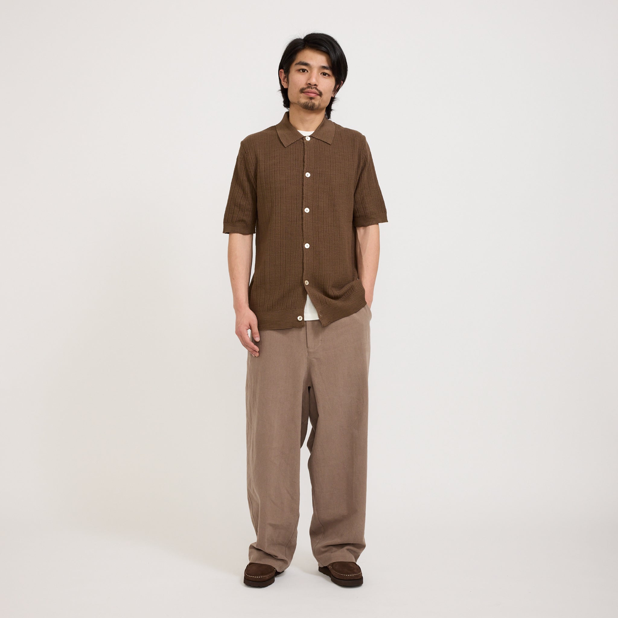 NN07 | Nolan Button Up Polo Cocoa | Maplestore