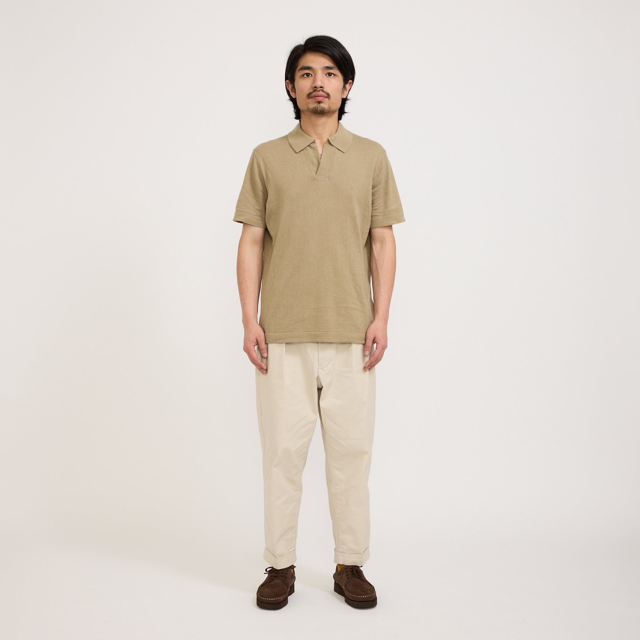Ryan Knitted Polo Greige