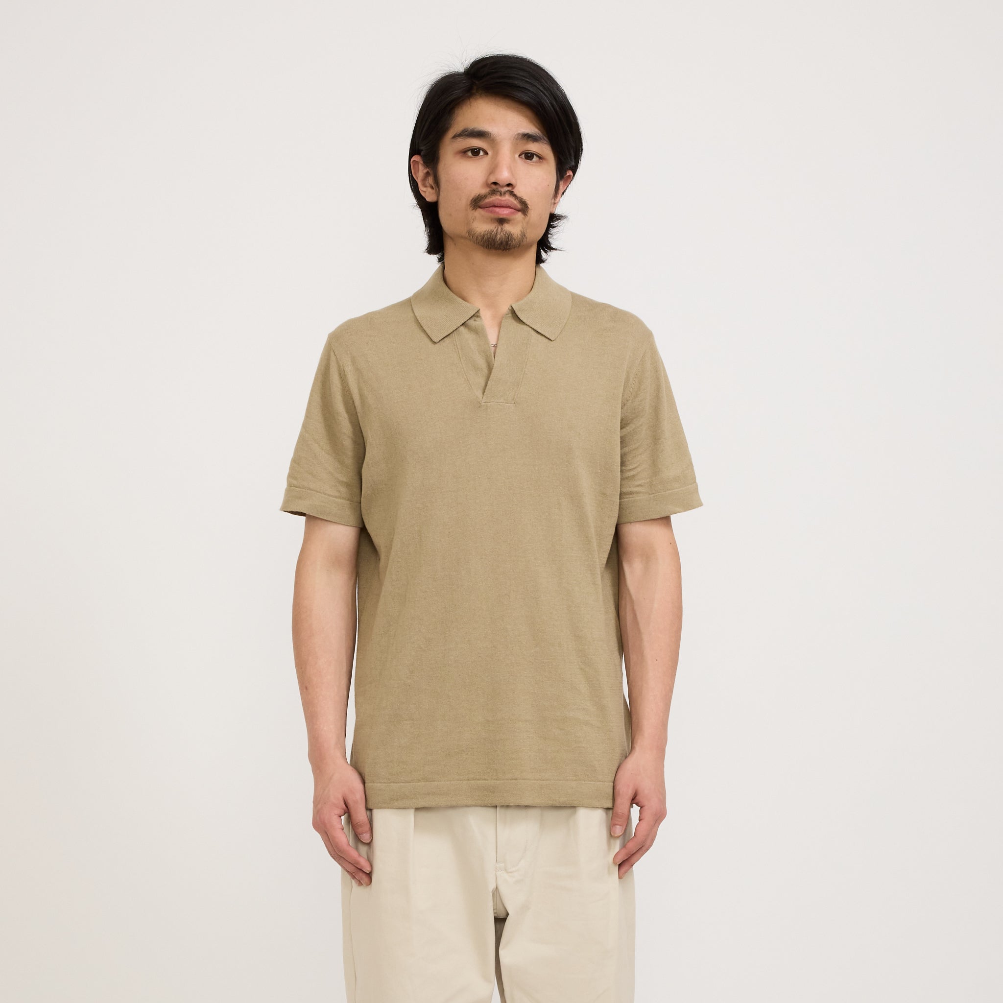 Ryan Knitted Polo Greige