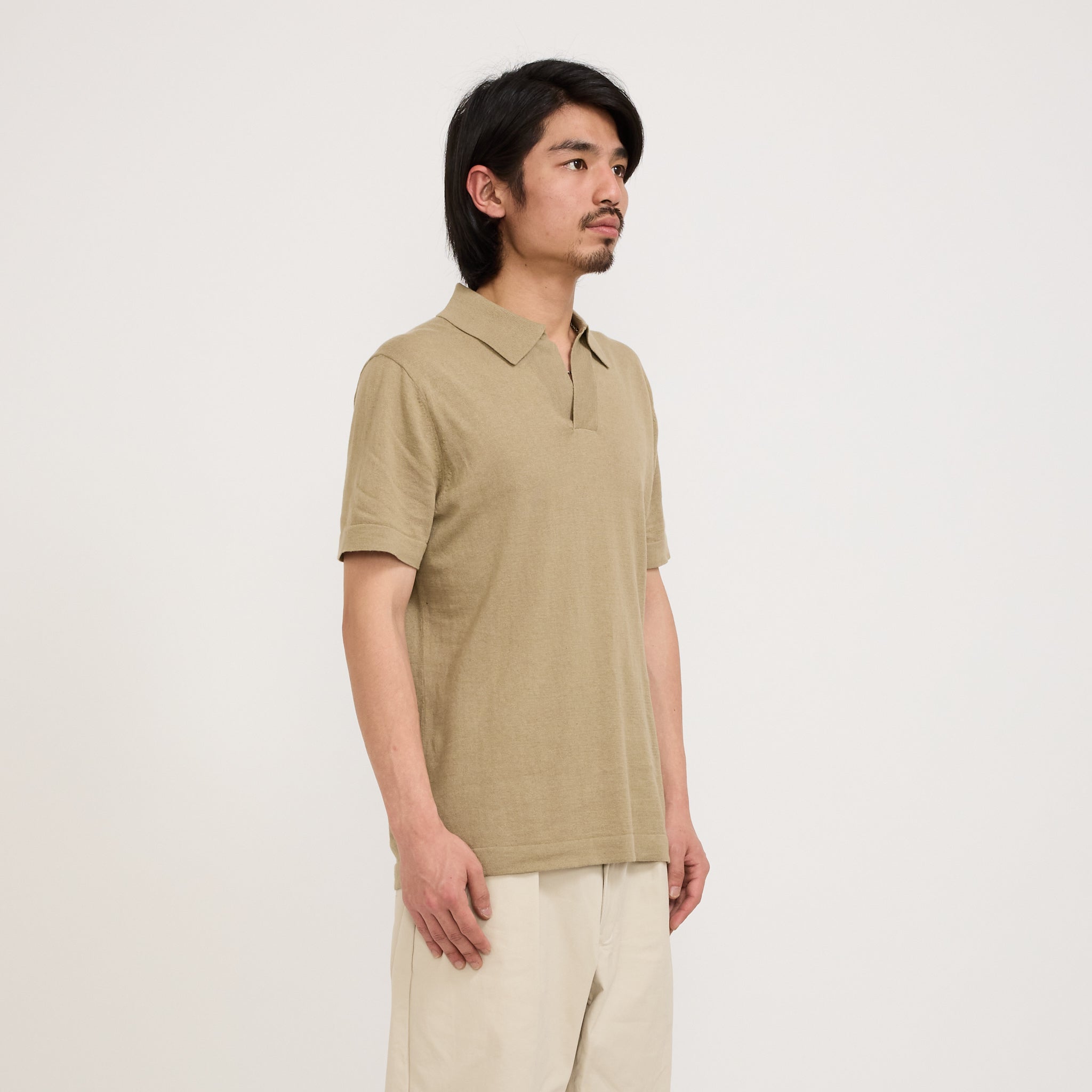 Ryan Knitted Polo Greige