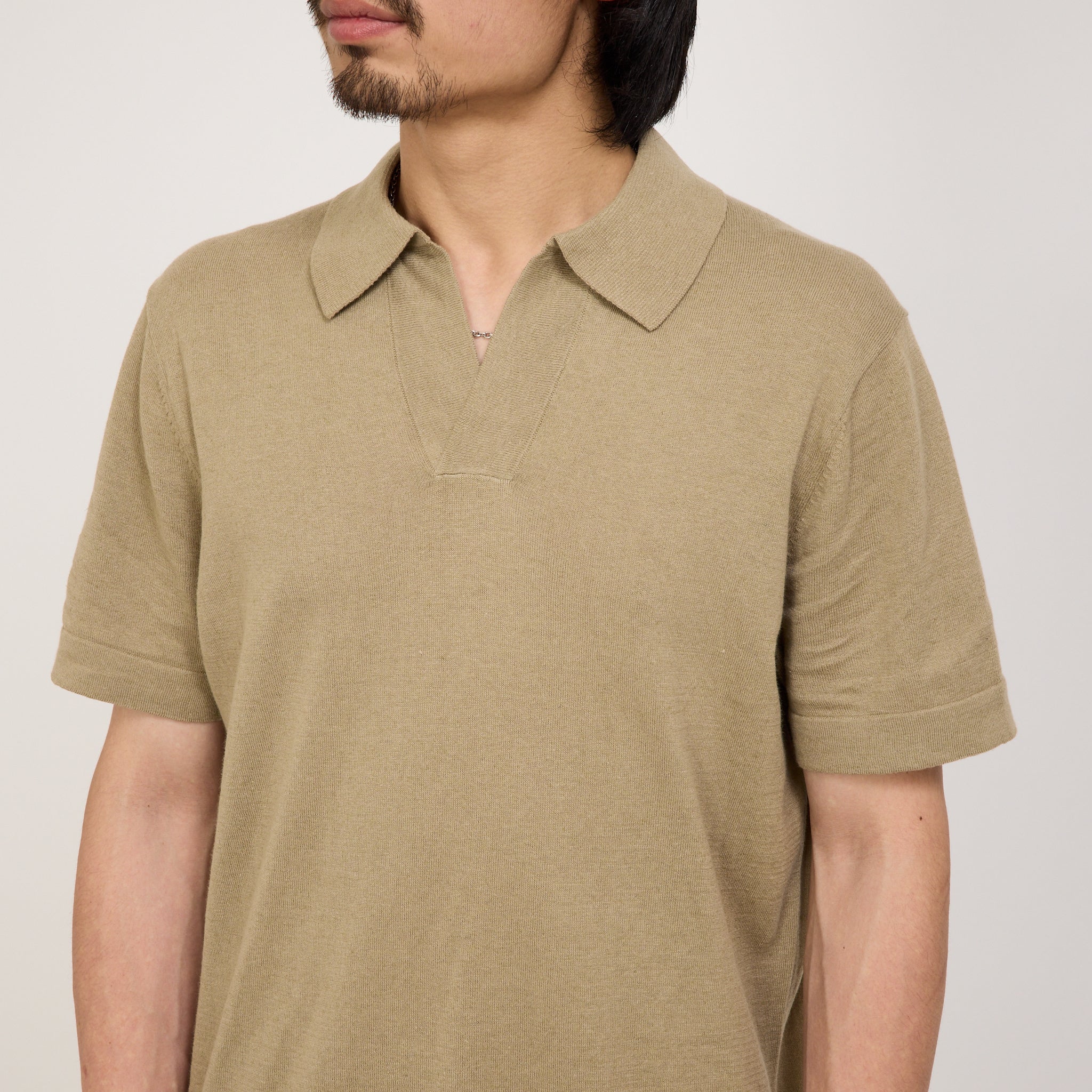 Ryan Knitted Polo Greige