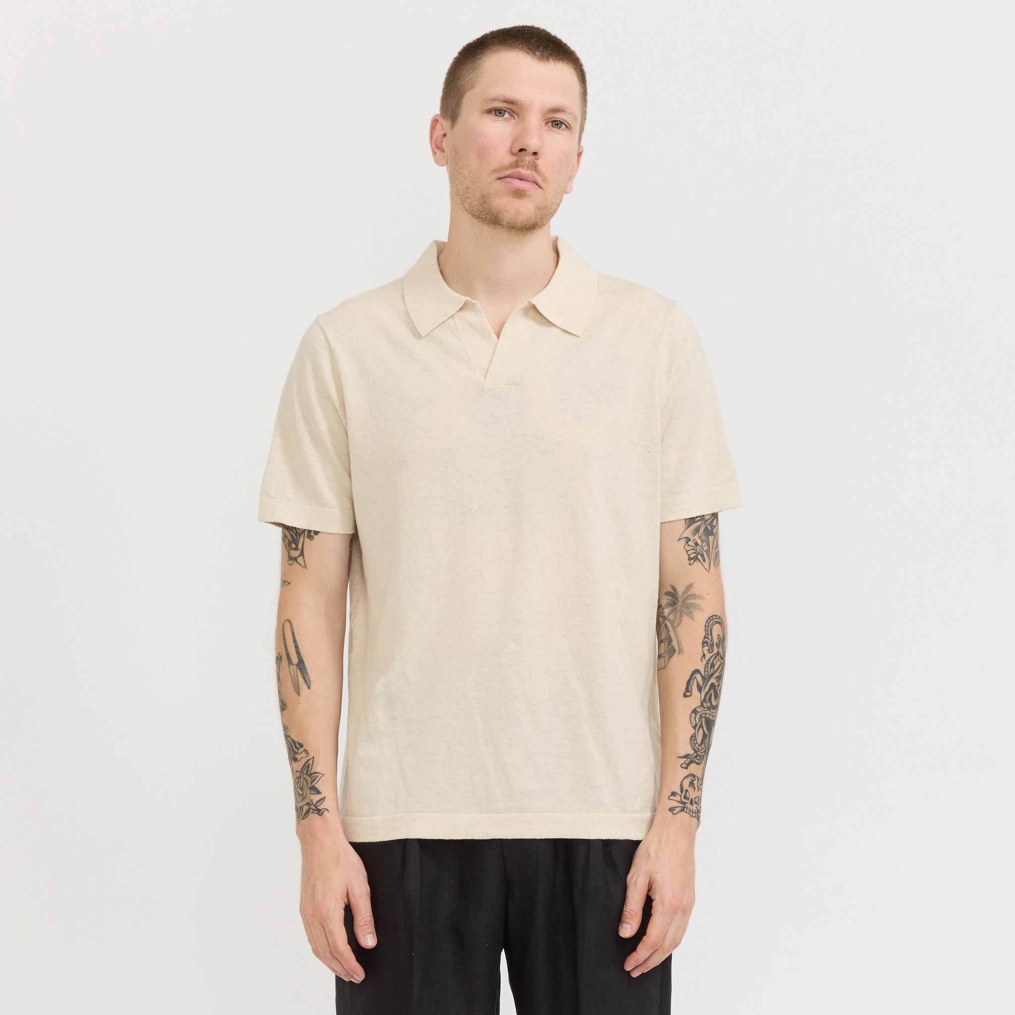 Ryan Knitted Polo Oat