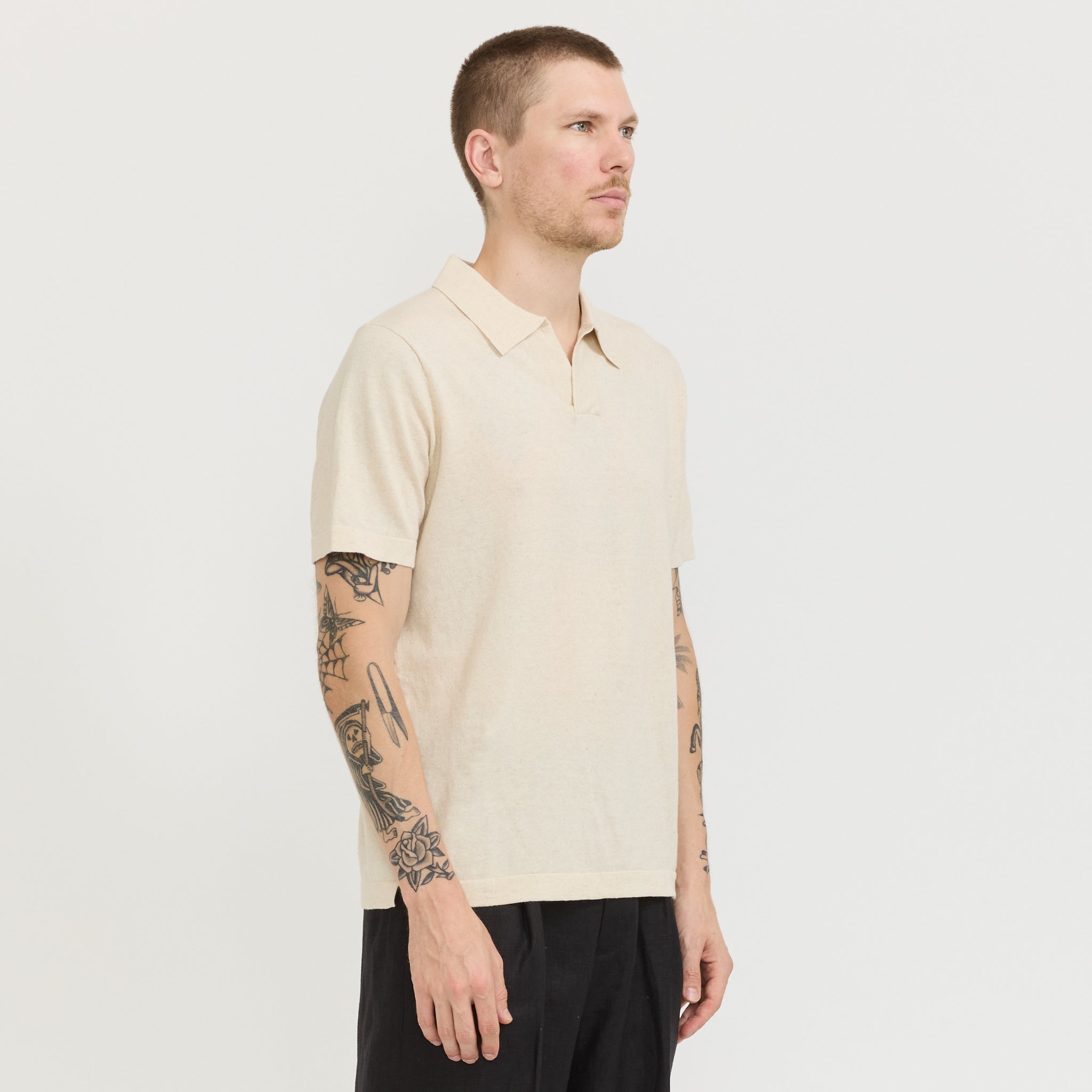 Ryan Knitted Polo Oat