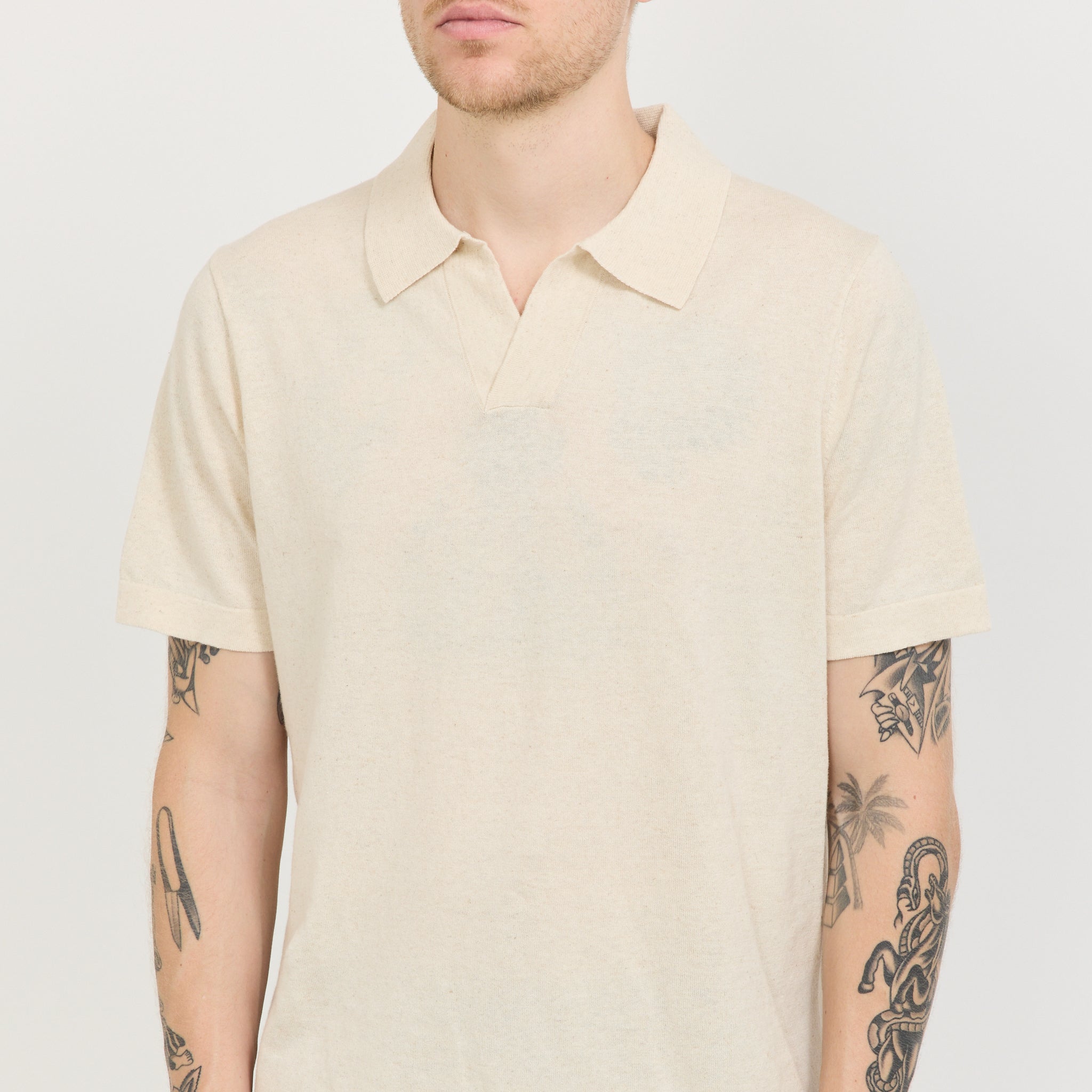 Ryan Knitted Polo Oat