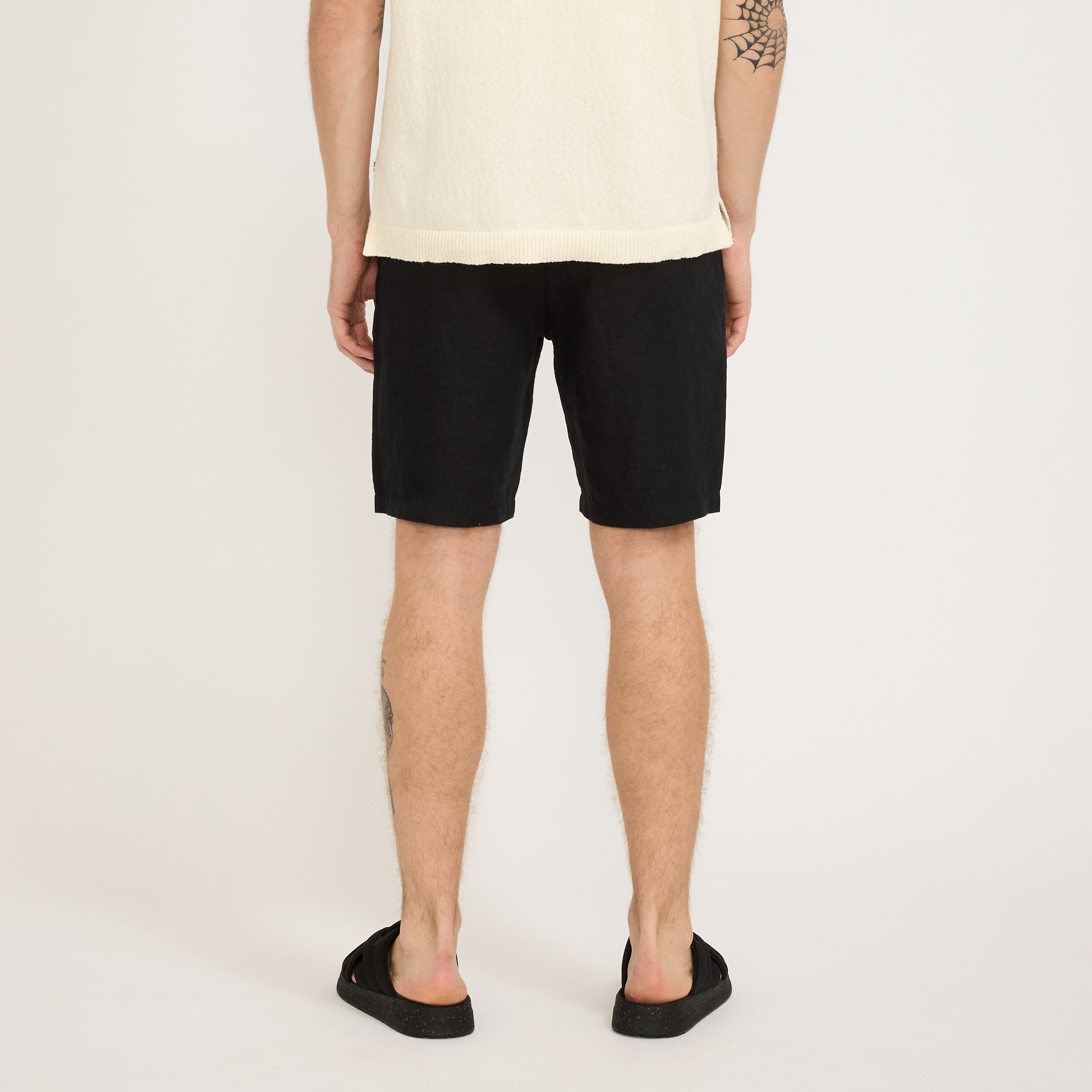 NN07 | Seb Casual Linen Shorts Black | Maplestore