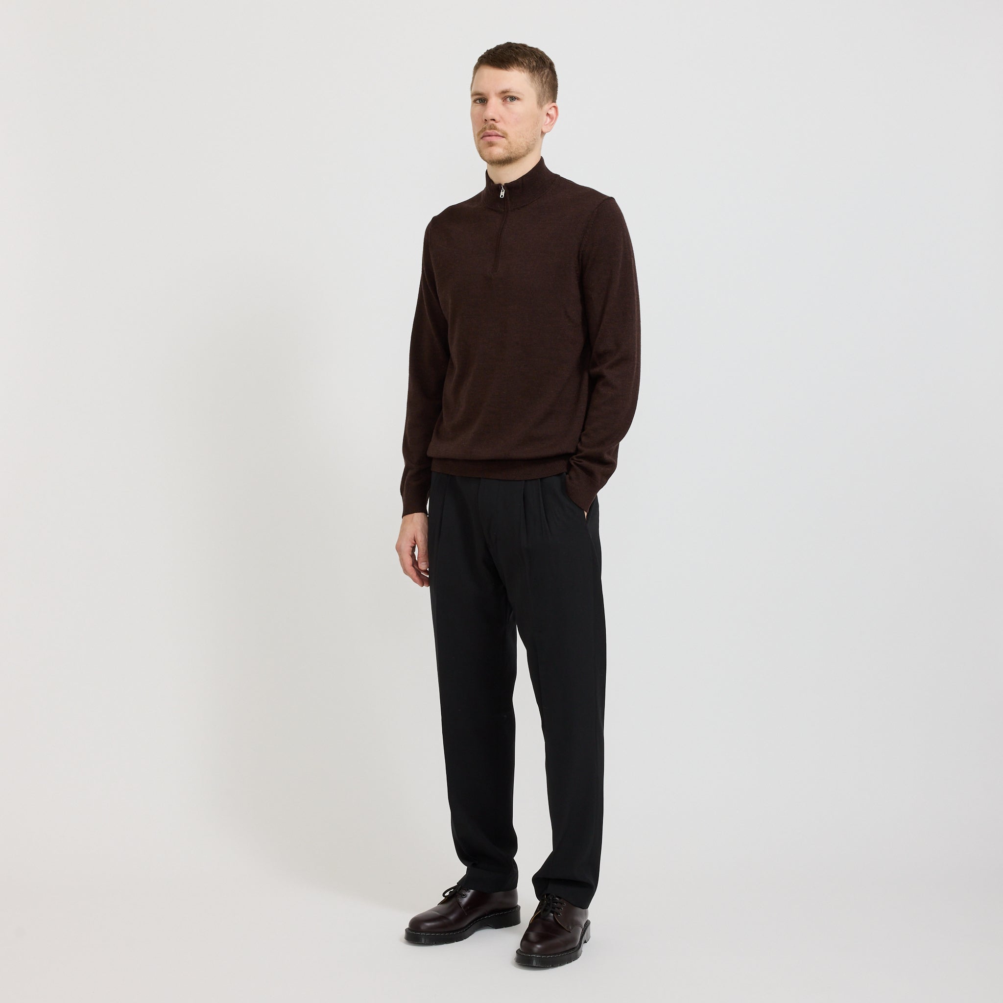NN07 | Sergio Zip Mock 6605 Brown Melange | Maplestore