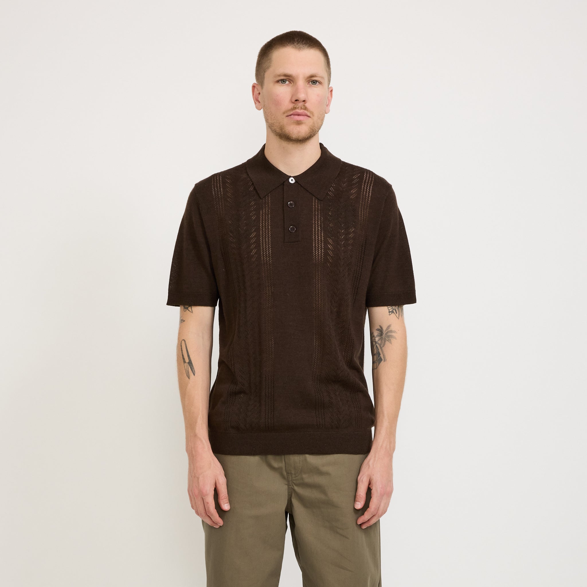 NN07 | Thor Knitted Polo Slate Brown | Maplestore