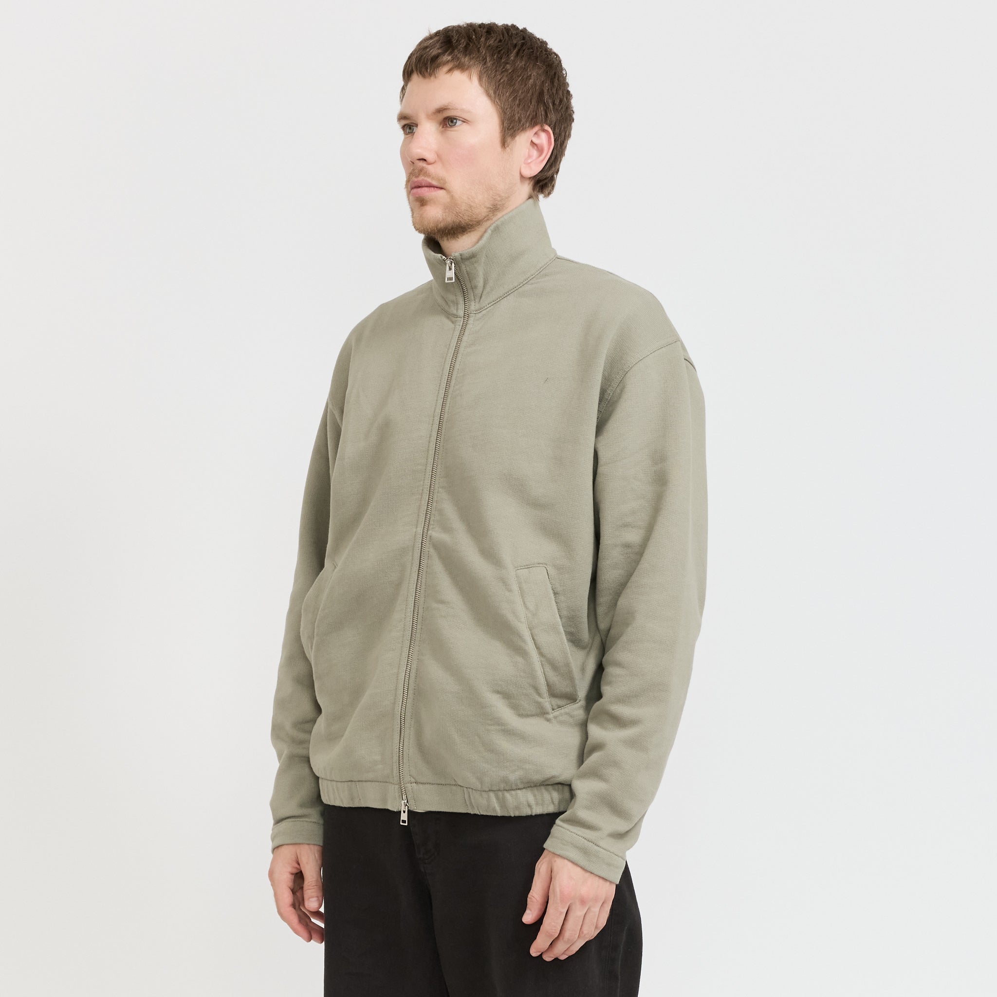 Hornidal Relaxed Organic Loopback Track Jacket Vetiver | Maplestore