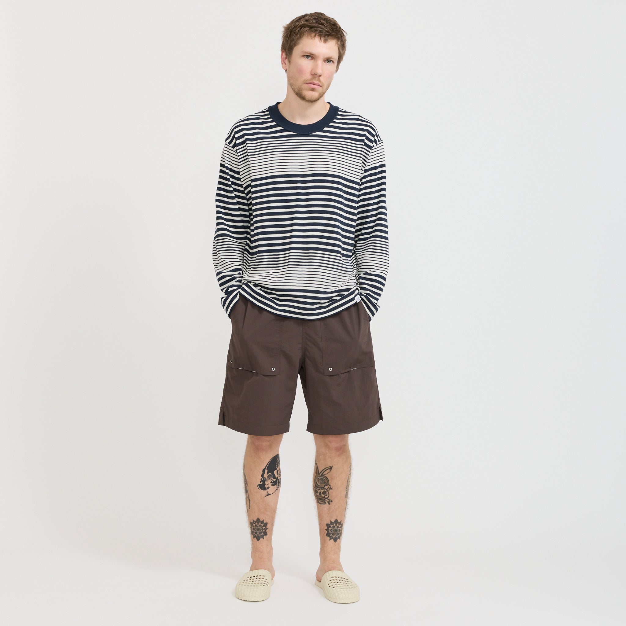 Norse Projects | Isefjord Multi Stripe Heavy LS T-Shirt Dark Navy | Maplestore