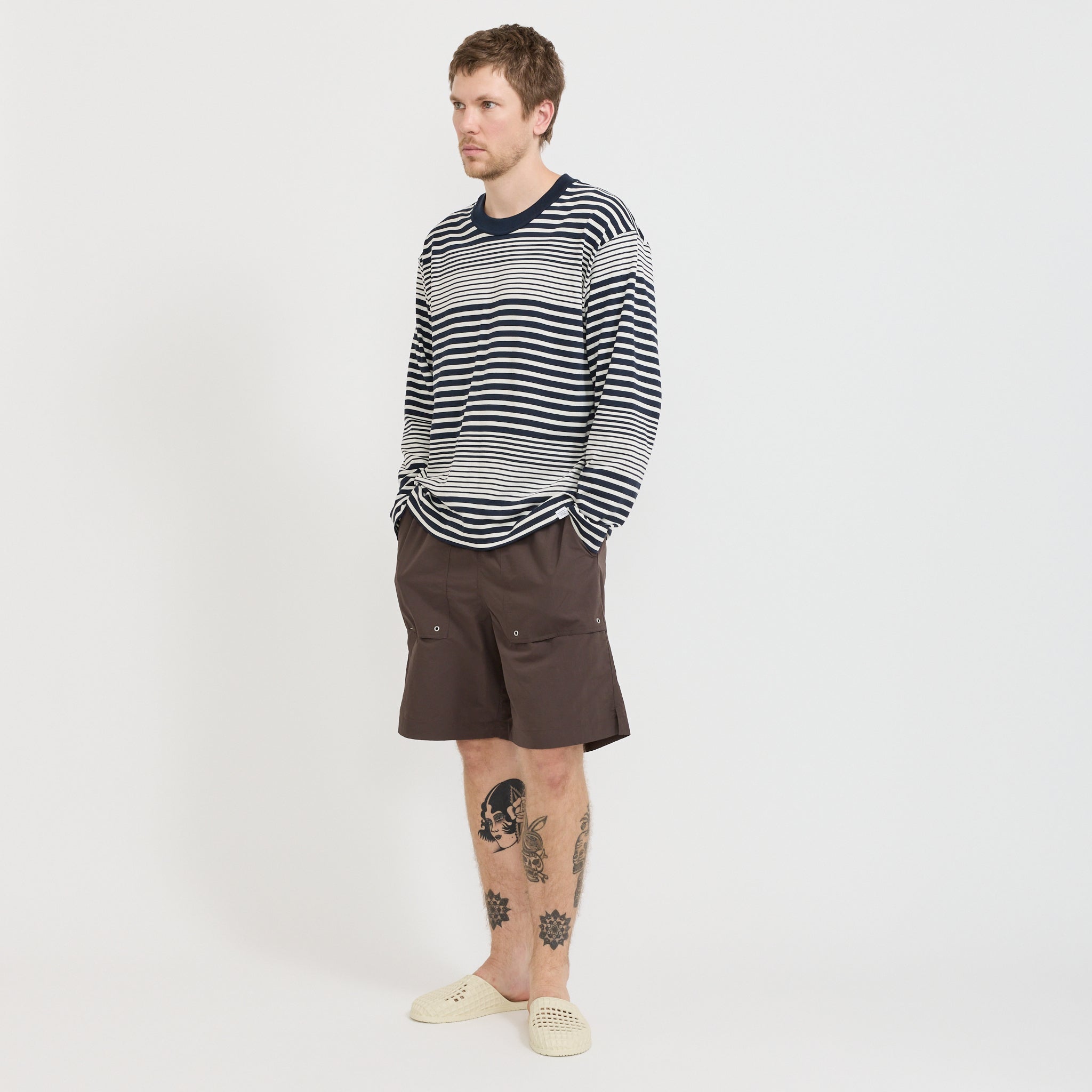 Norse Projects | Isefjord Multi Stripe Heavy LS T-Shirt Dark Navy | Maplestore