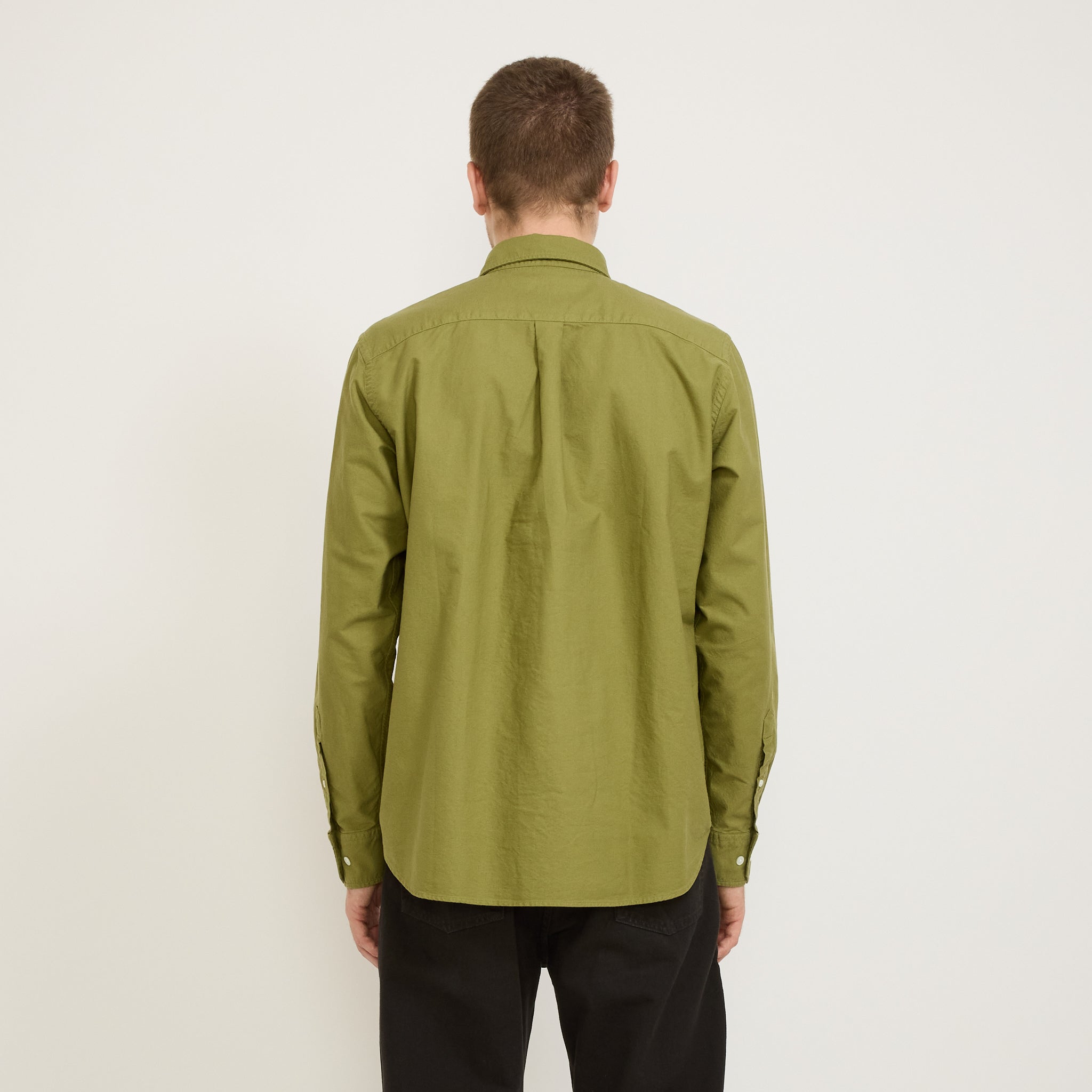 Algot Relaxed Overdyed Oxford Shirt Moss Green
