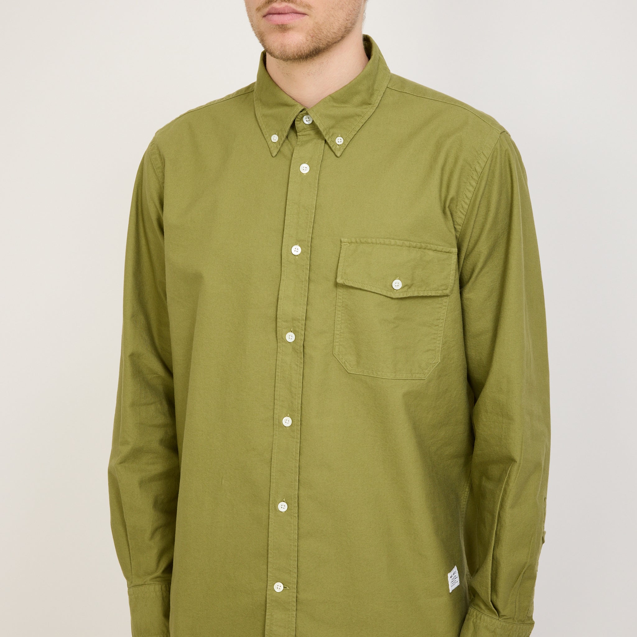 Algot Relaxed Overdyed Oxford Shirt Moss Green