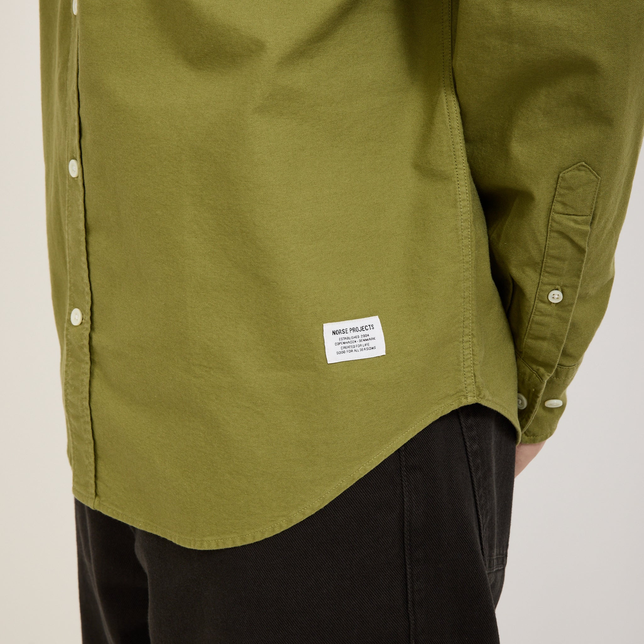 Algot Relaxed Overdyed Oxford Shirt Moss Green