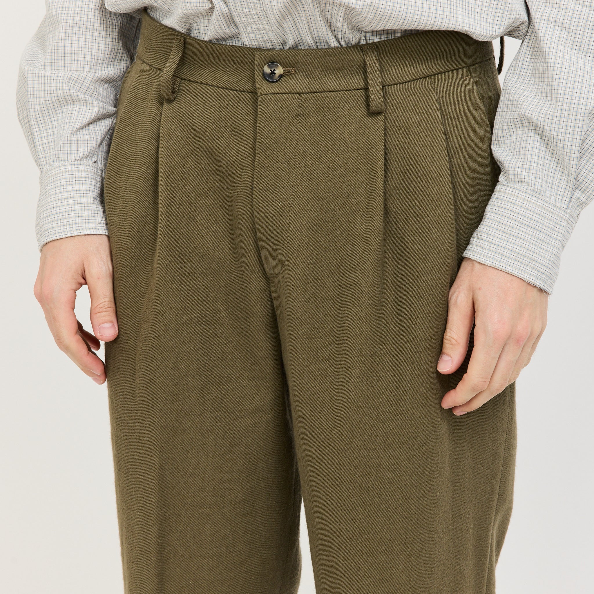 Benn Relaxed Cavalry Cotton Wool Pleated Trouser