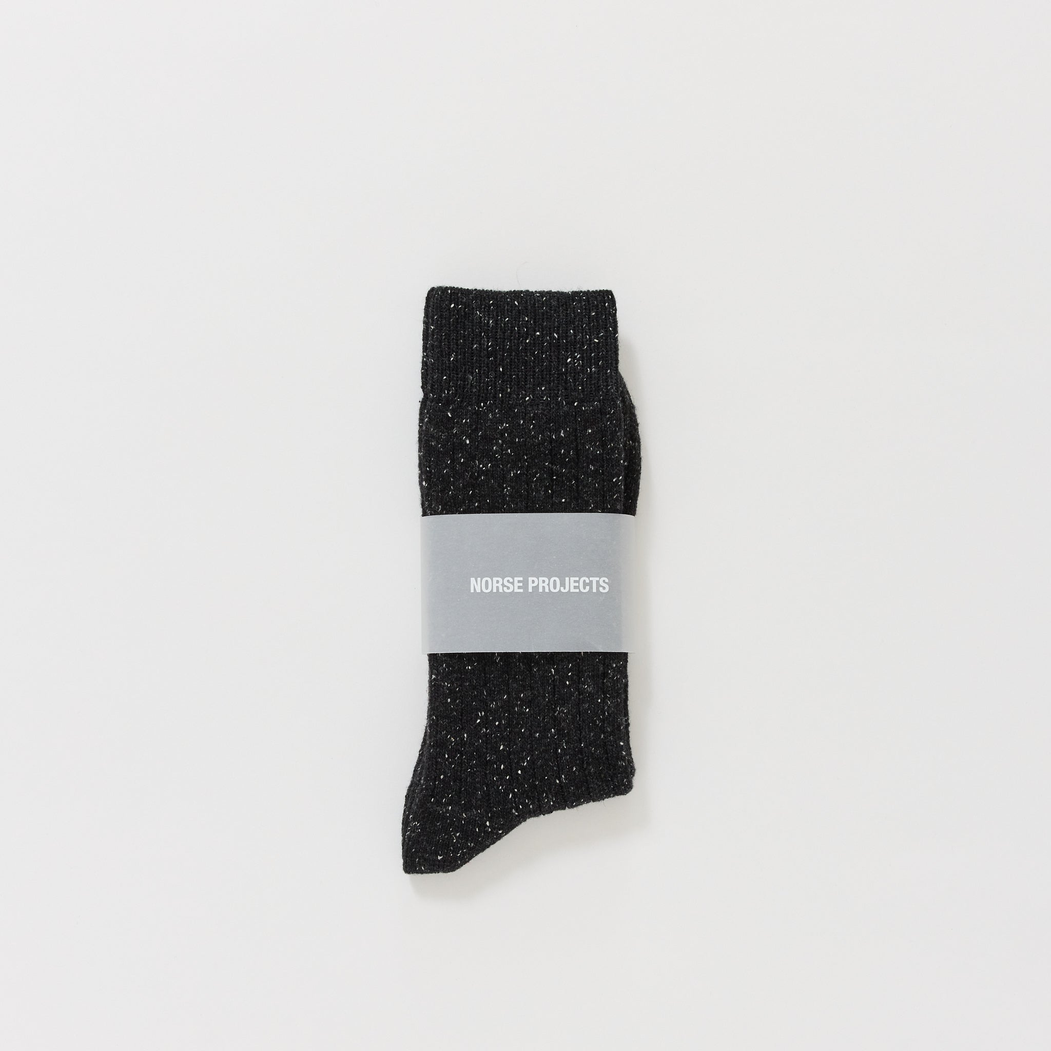 Norse Projects | Bjarki Neps Wool Rib Sock Charcoal Melange | Maplestore