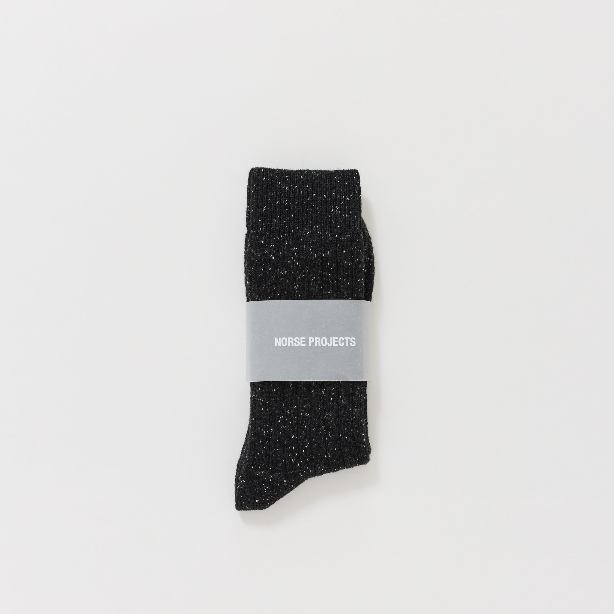 Bjarki Neps Wool Rib Sock Charcoal Melange