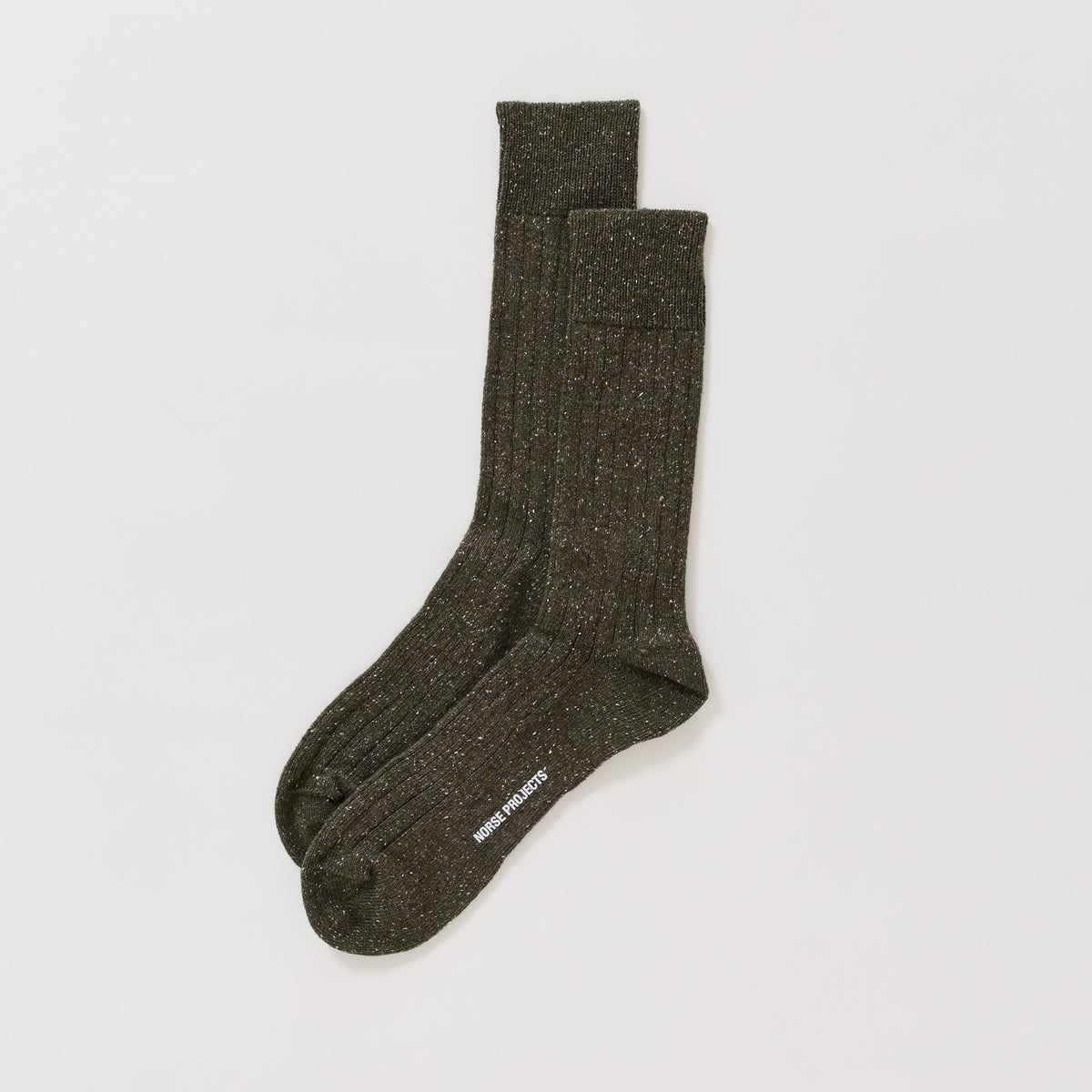 Bykle Neps Wool Rib Sock Olive Night