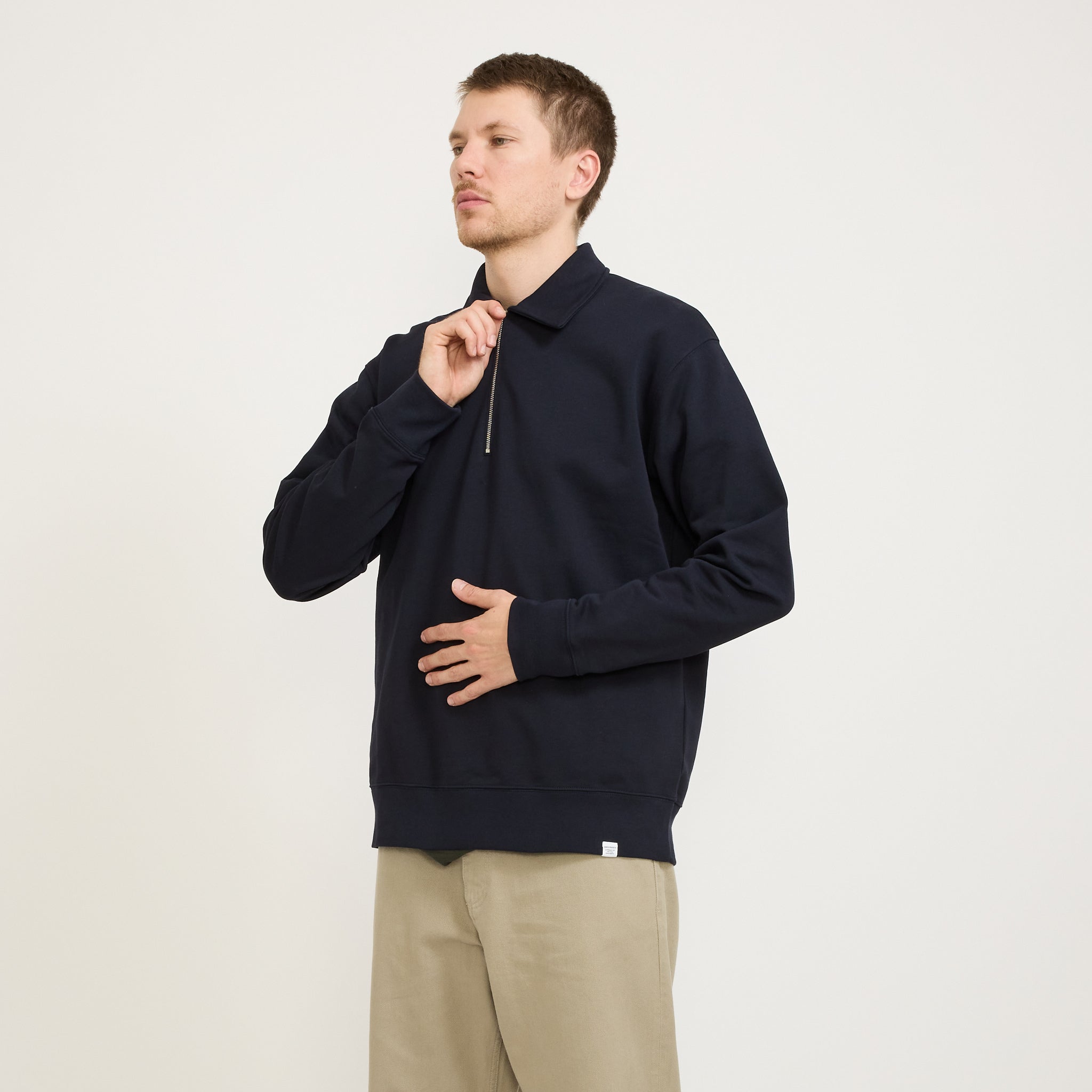 Norse Projects | Ketel Relaxed Organic Half Zip Sweater Dark Navy | Maplestore