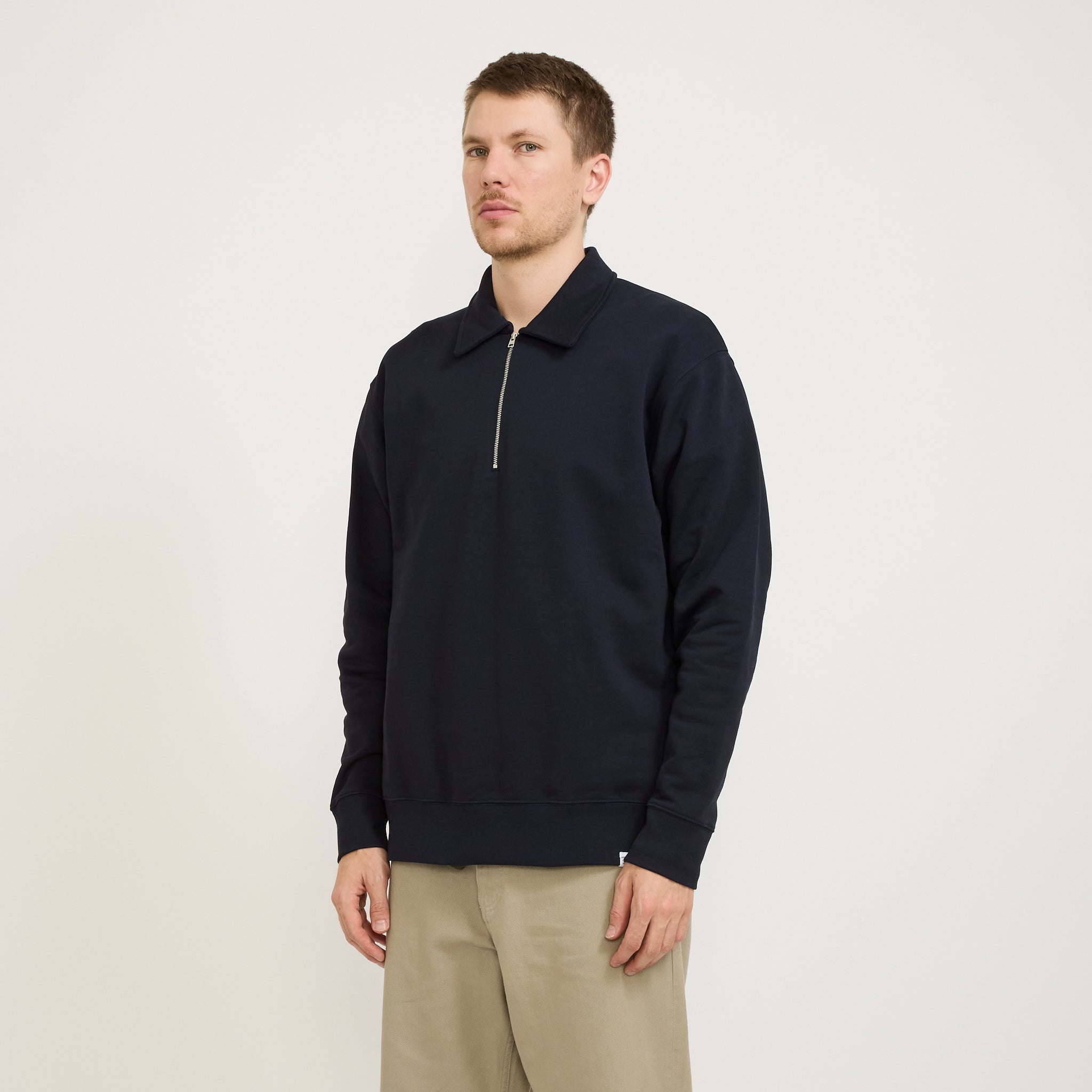 Norse Projects | Ketel Relaxed Organic Half Zip Sweater Dark Navy | Maplestore