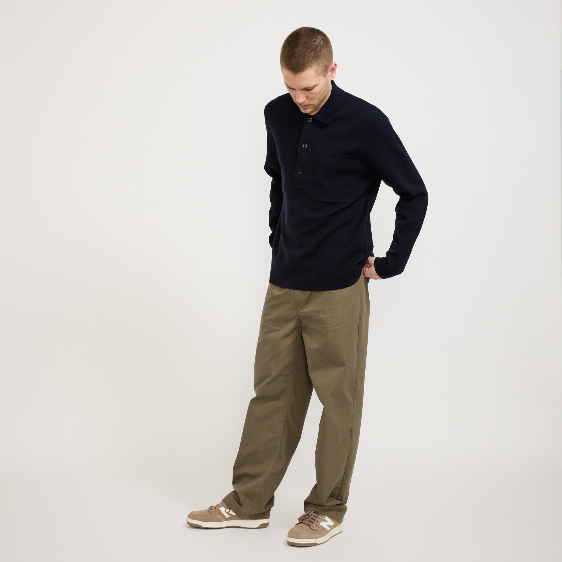 Norse Projects | Kian Merino Cotton Milano Polo Dark Navy | Maplestore
