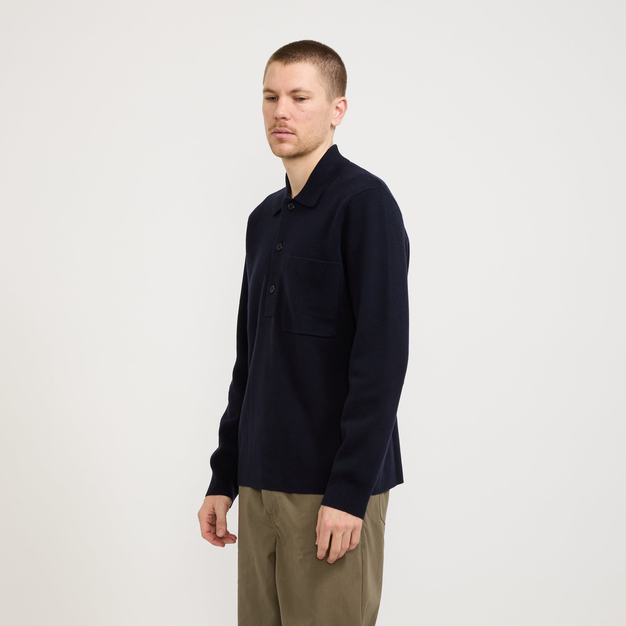 Norse Projects | Kian Merino Cotton Milano Polo Dark Navy | Maplestore