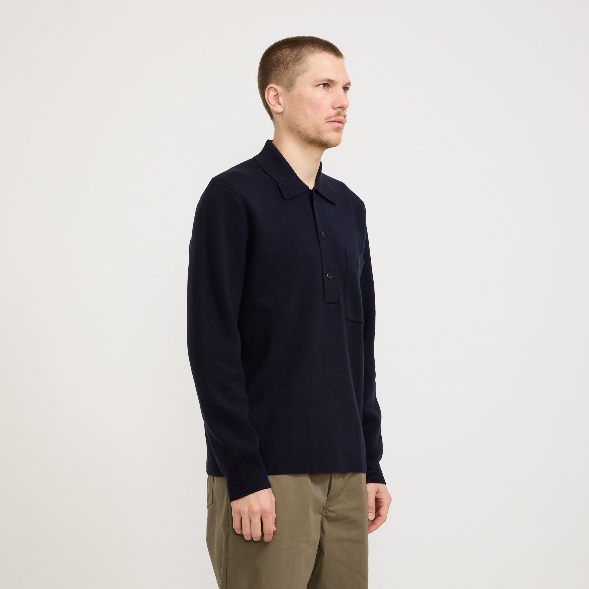 Norse Projects | Kian Merino Cotton Milano Polo Dark Navy | Maplestore