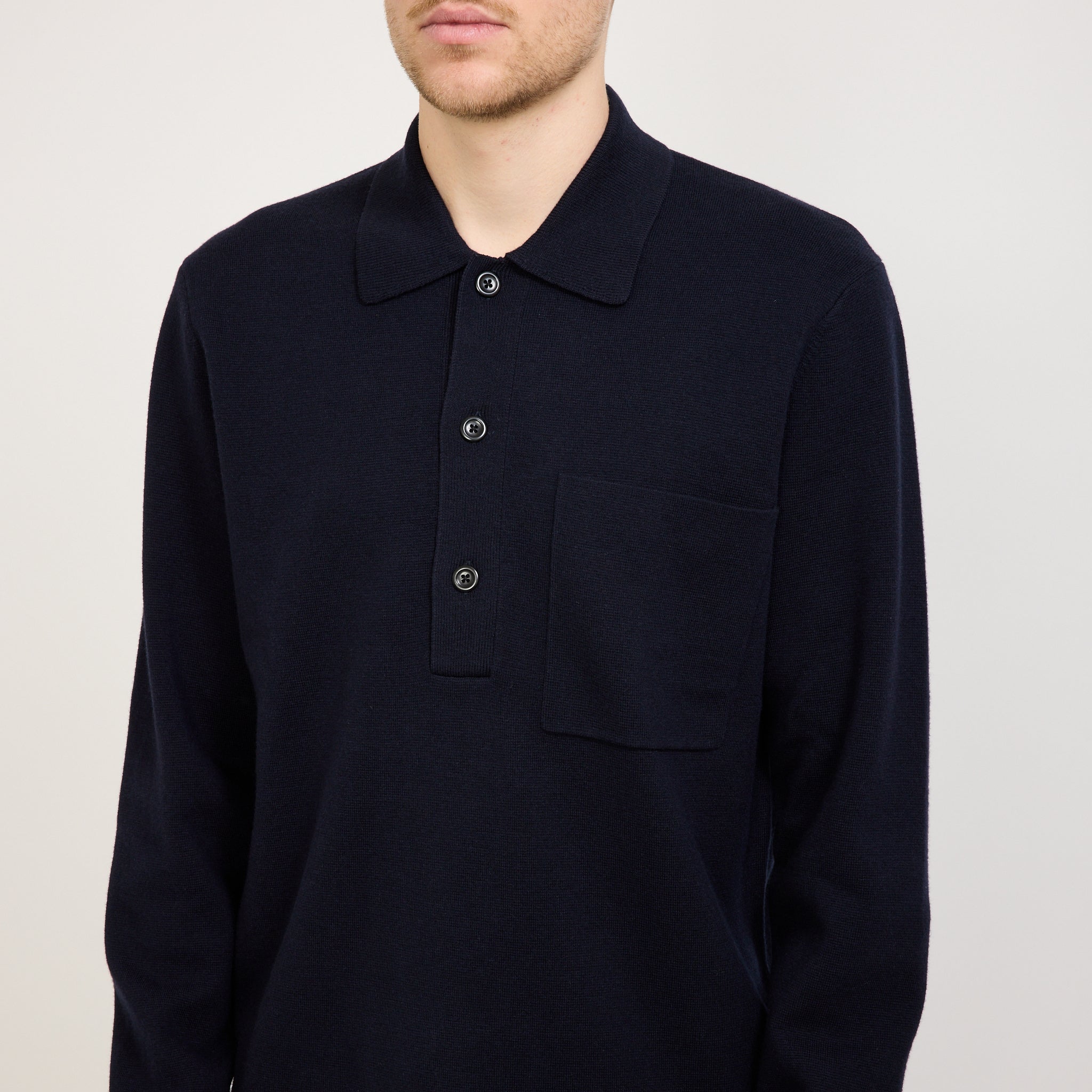Norse Projects | Kian Merino Cotton Milano Polo Dark Navy | Maplestore