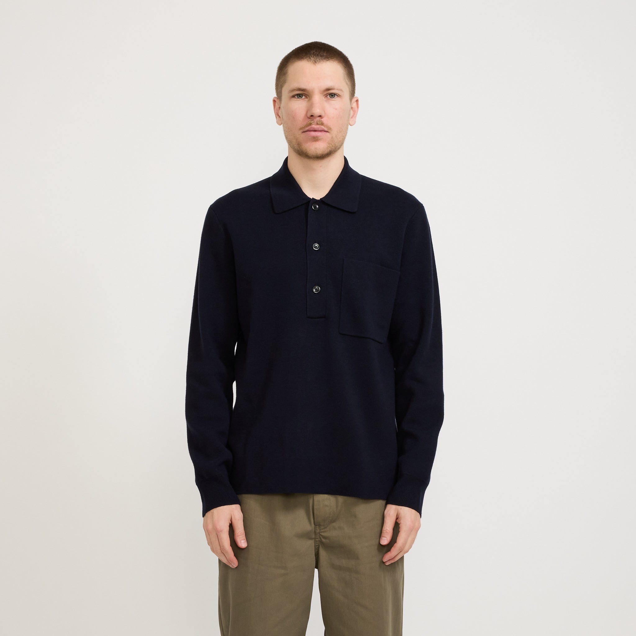 Norse Projects | Kian Merino Cotton Milano Polo Dark Navy | Maplestore